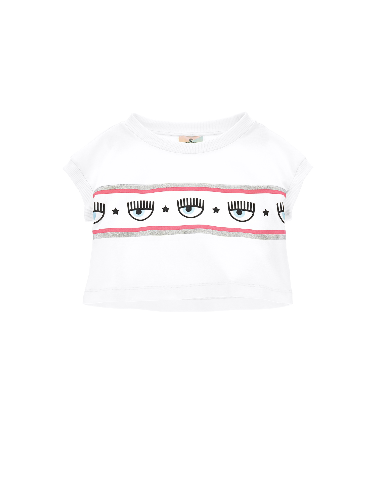 Chiara Ferragni Kids'   Maxilogomania Cropped T-shirt In White