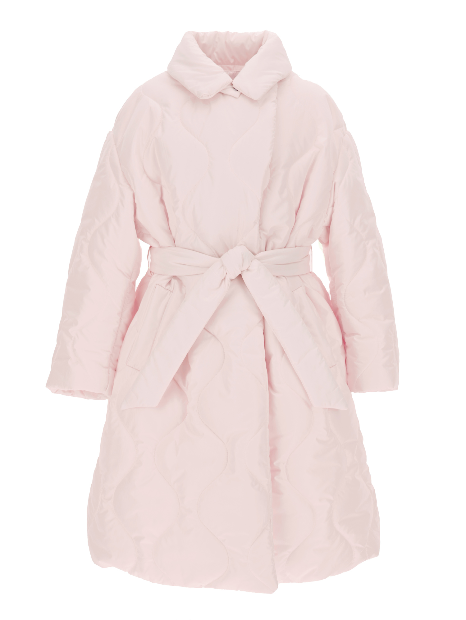 Shop Monnalisa Quilted Technical Fabric Coat In Petal Pink