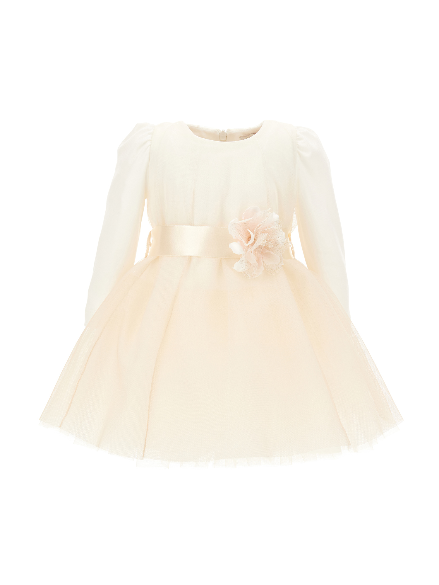 Monnalisa Kids'   Graduated Tulle Dress In Ecru + Cream