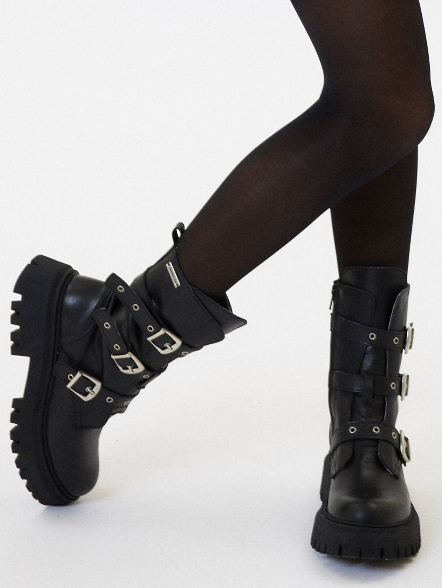 MONNALISA MONNALISA LEATHER BIKER BOOTS WITH BUCKLES