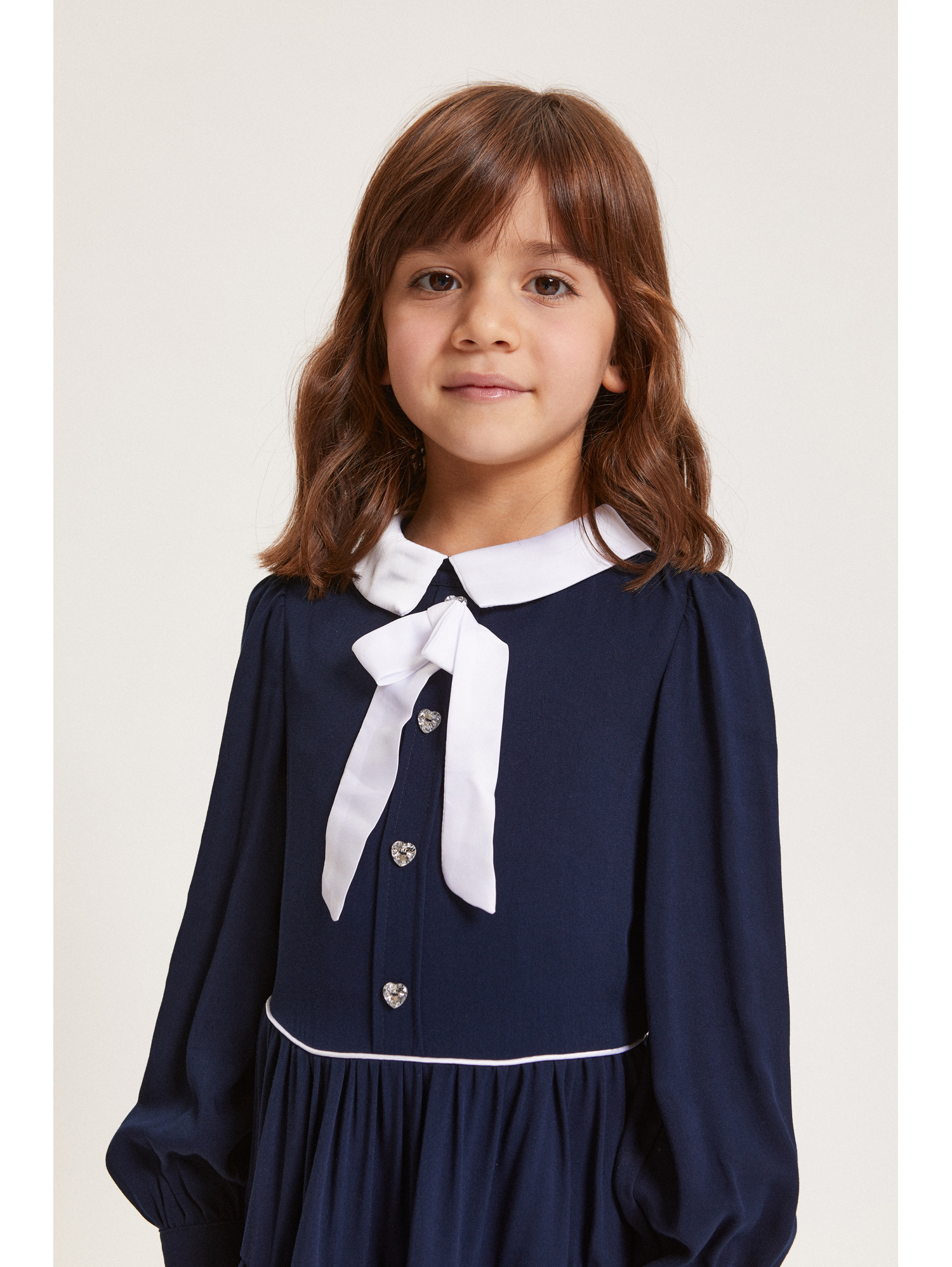 Monnalisa Dress With Bow And Buttons In Blue
