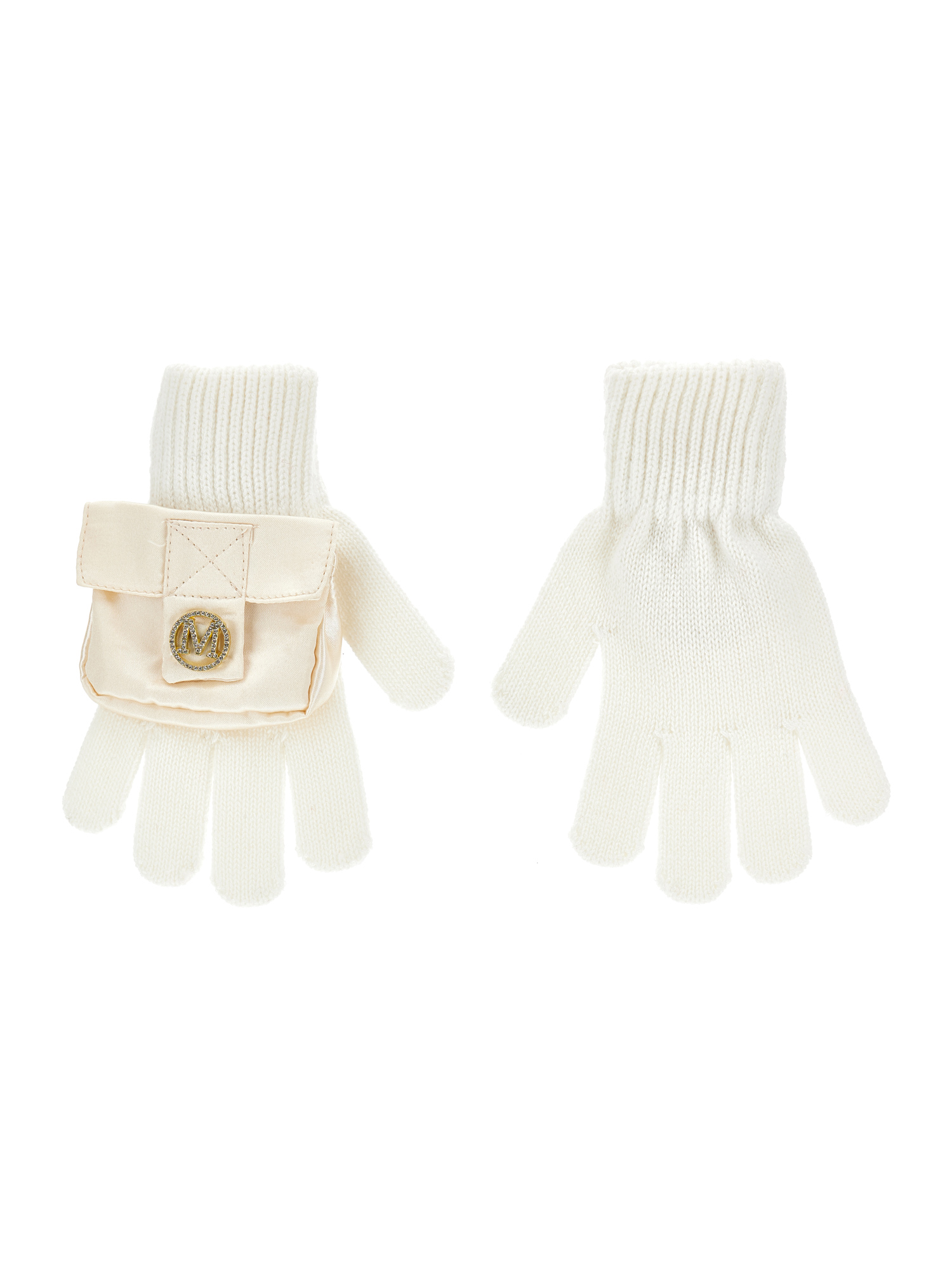 Monnalisa Kids'   Gloves With Satin Pocket In Cream
