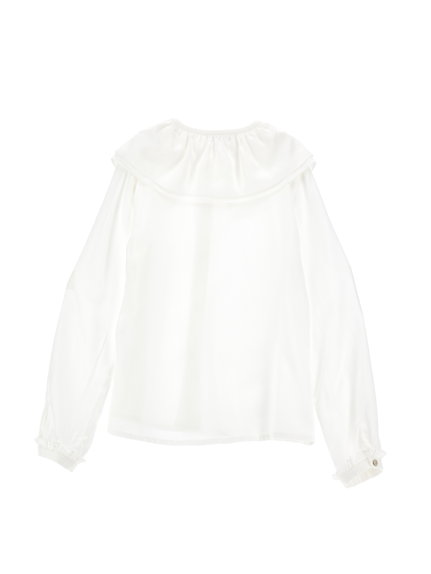 Monnalisa Maxi Collar Twill Shirt In Cream