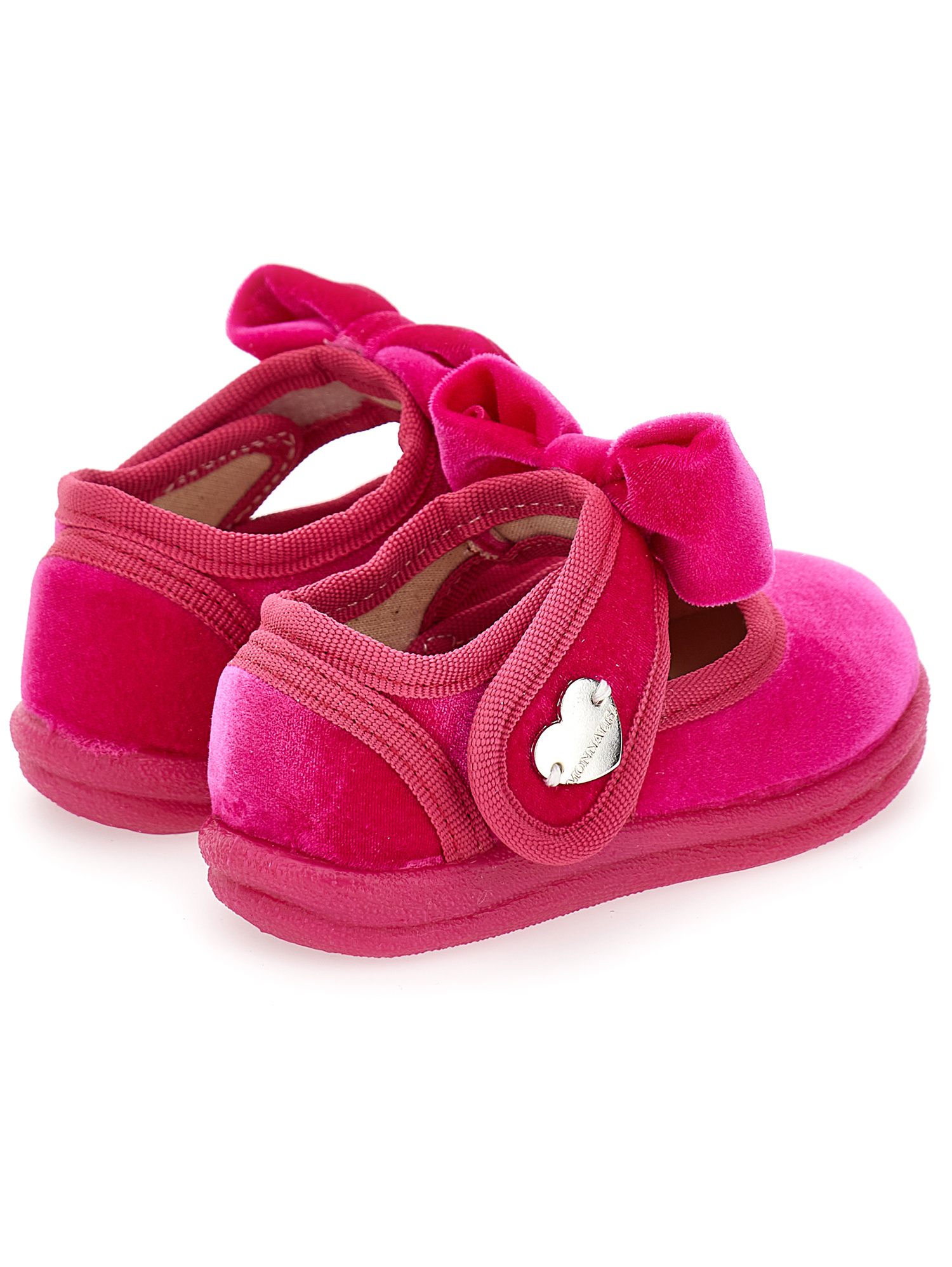 Monnalisa Velvet Shoes With Bow In Fuchsia