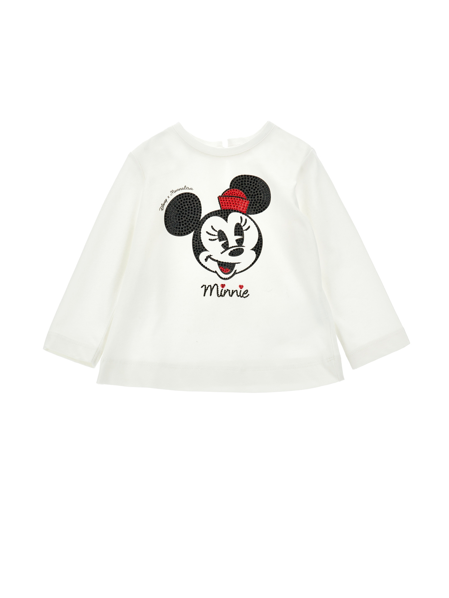 Monnalisa Minnie Rhinestone Jersey T-shirt In White