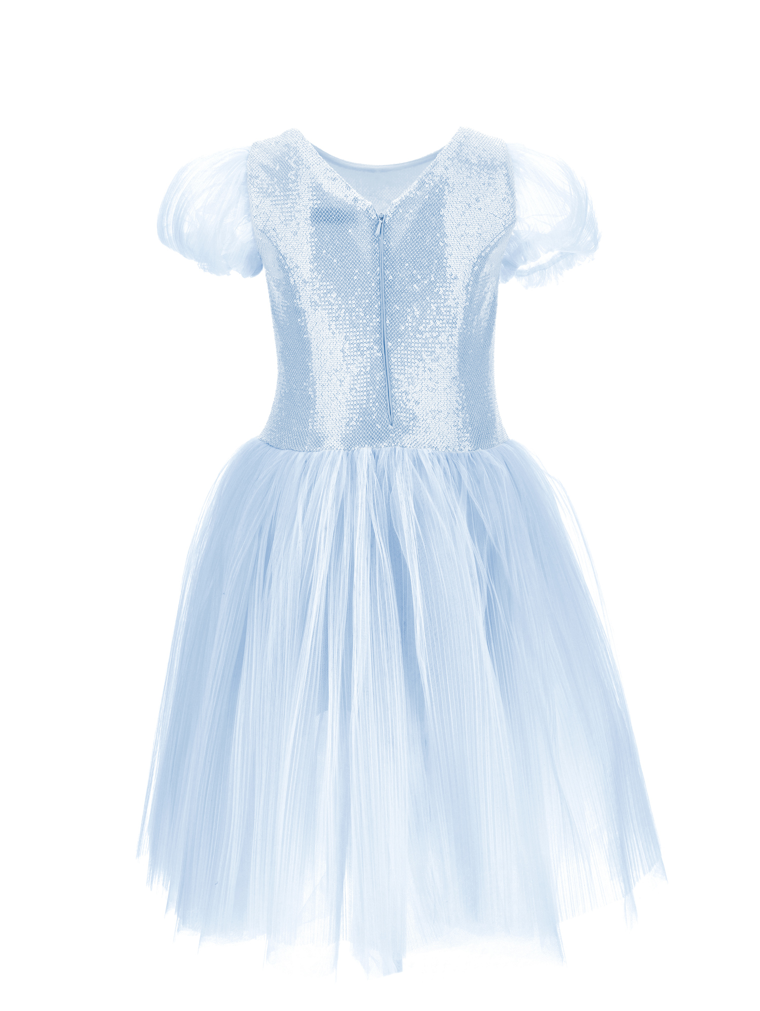 Shop Monnalisa Sequinned Tulle Dress In Sky Blue