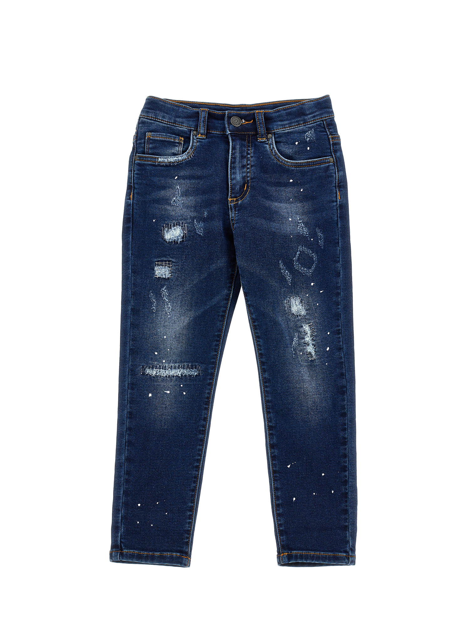 Monnalisa Vintage-effect Denim Jeans In Blu Stone Denim