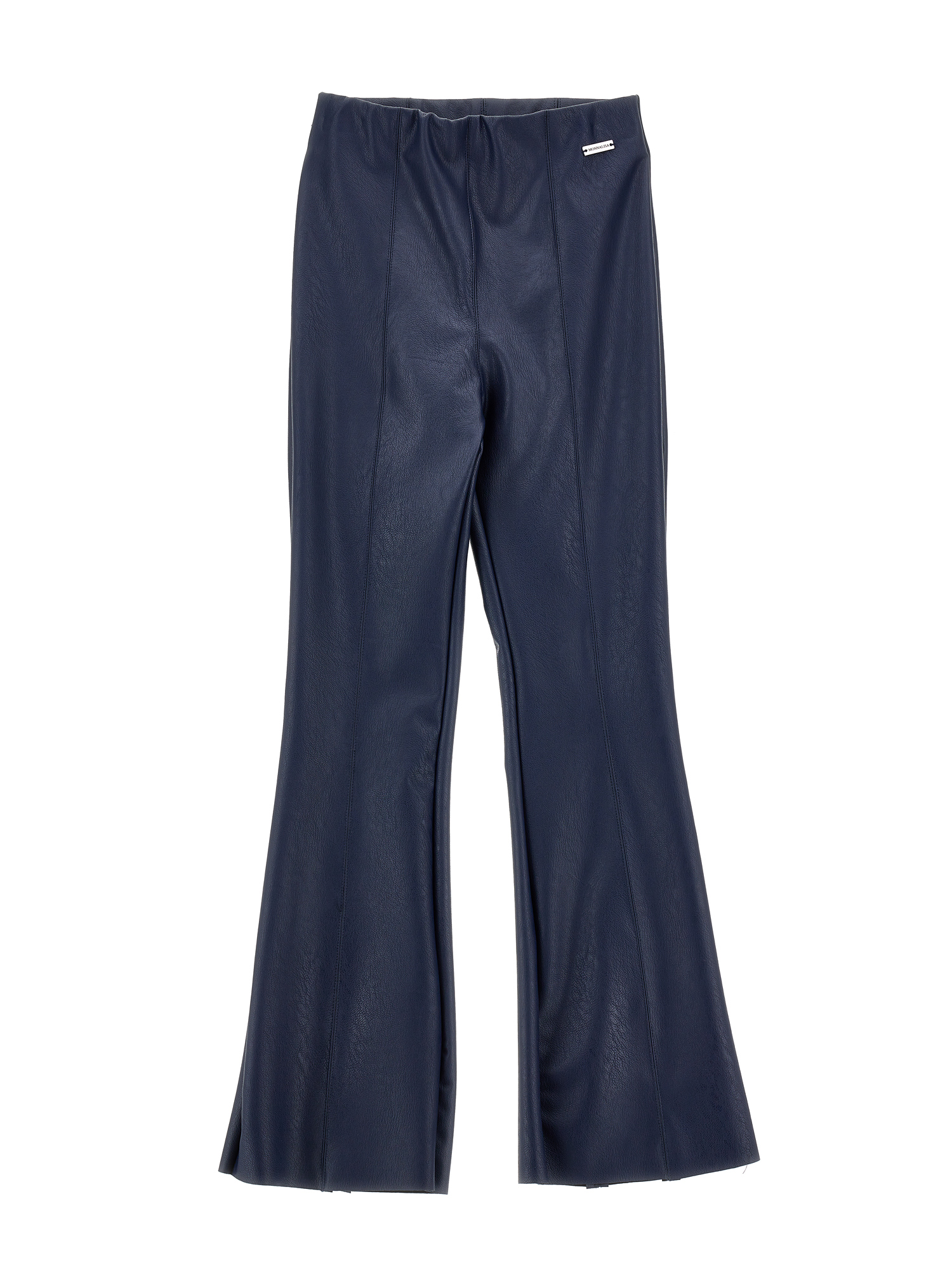 Monnalisa Super-stretch Coated Trousers In Navy Blue