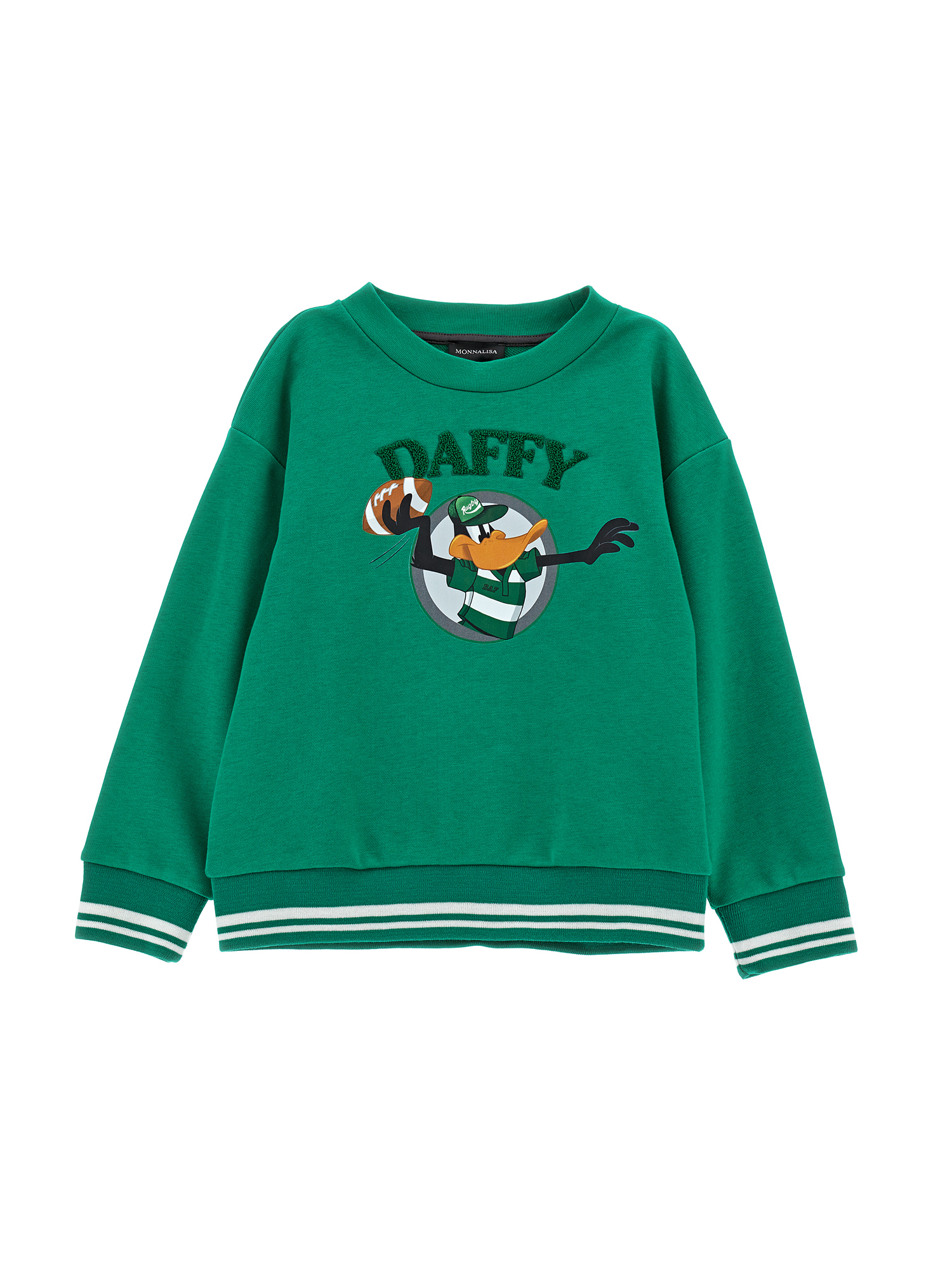 Shop Monnalisa Daffy Duck Cotton Sweatshirt In Vibrant Green