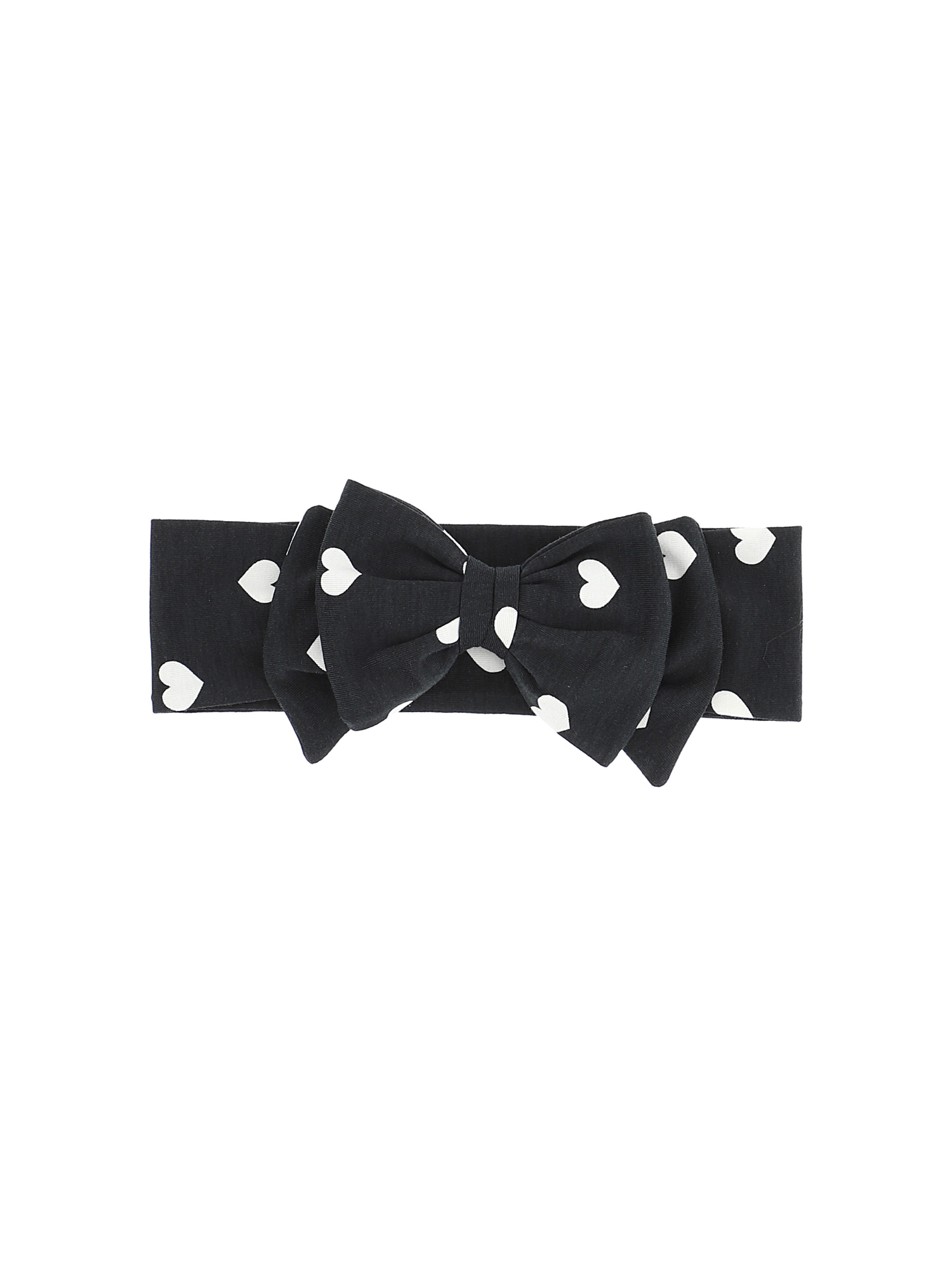 Monnalisa Bow-detail Heart-print Headband In Black + Cream