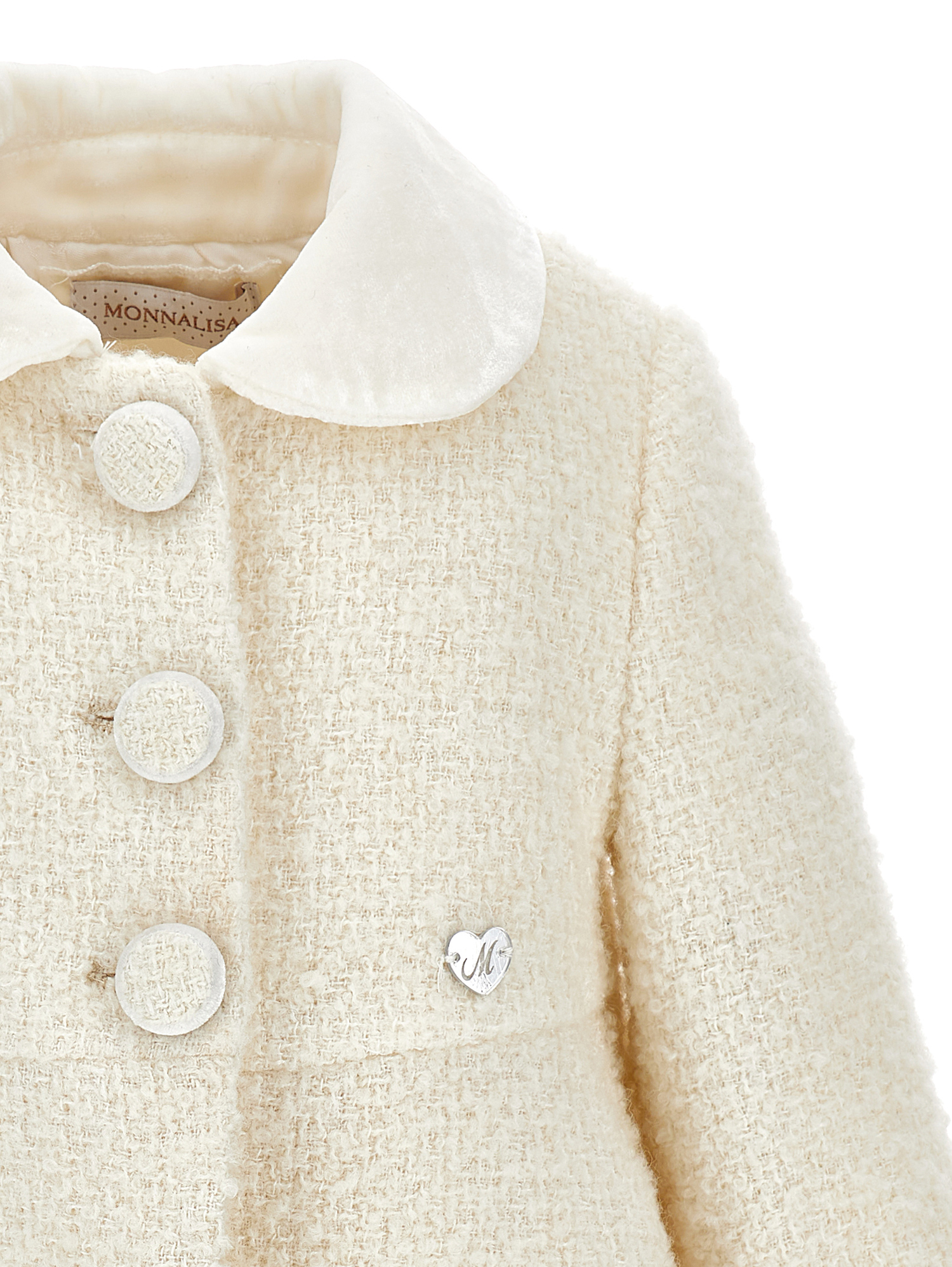 Monnalisa Bouclé Coat In Cream