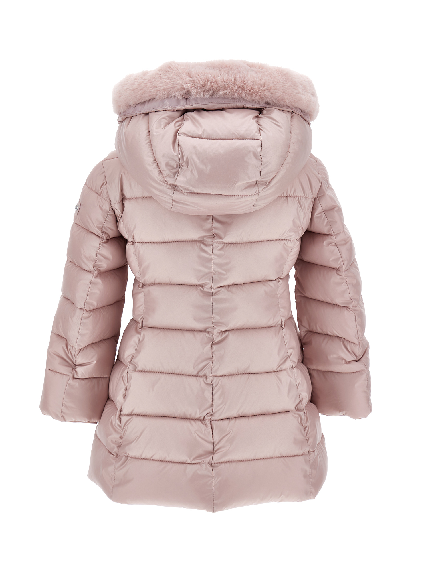 Monnalisa Technical Fabric And Plush Padded Coat In Cyclamen