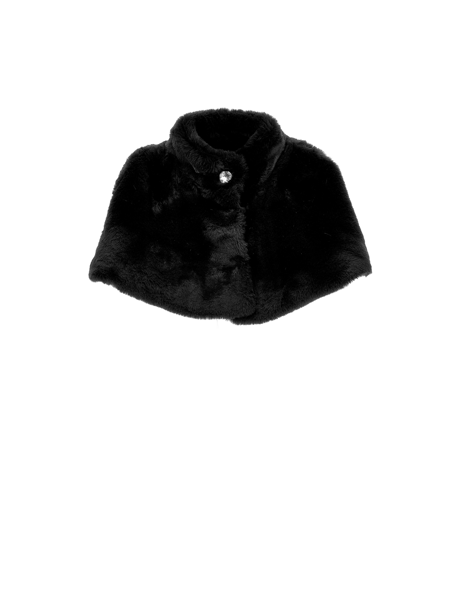 Monnalisa Faux Nutria Fur Plush Cape In Black
