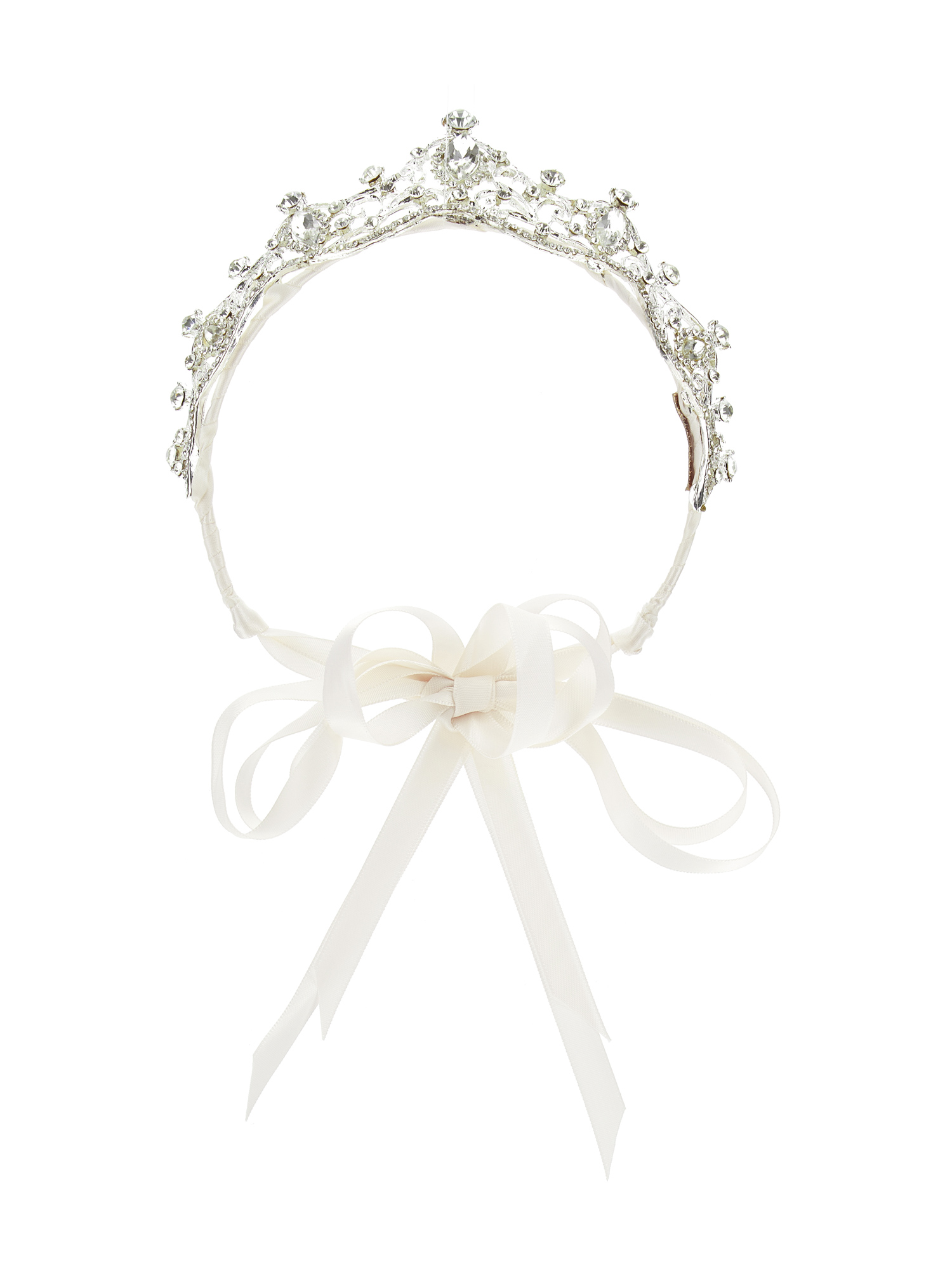 Monnalisa Tiara In Rhinestones And Bezels In Cream