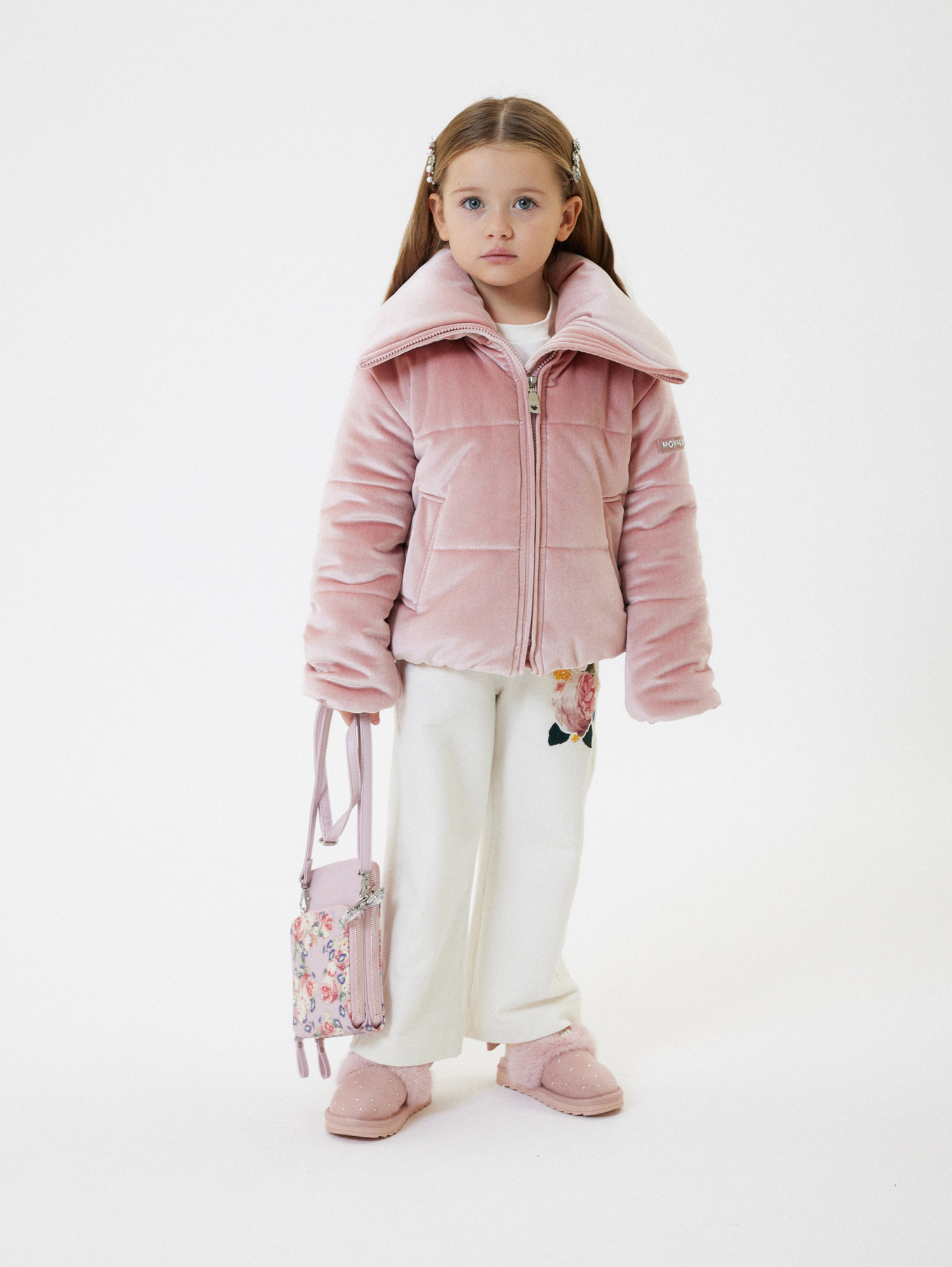 Monnalisa Chenille Padded Jacket In Onion Couture