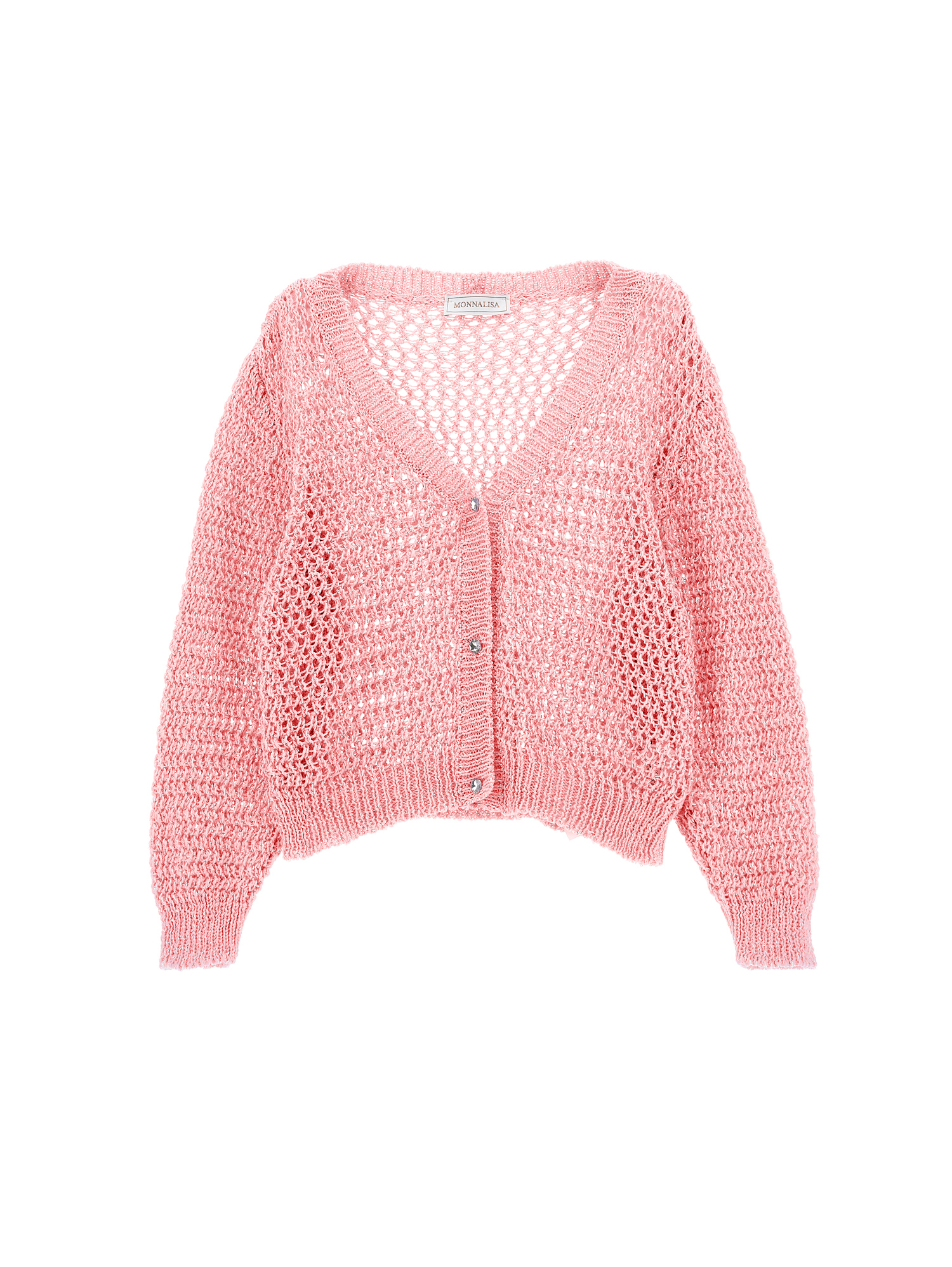 Monnalisa Openwork Sequin Cardigan In Rosa Fairy Tale