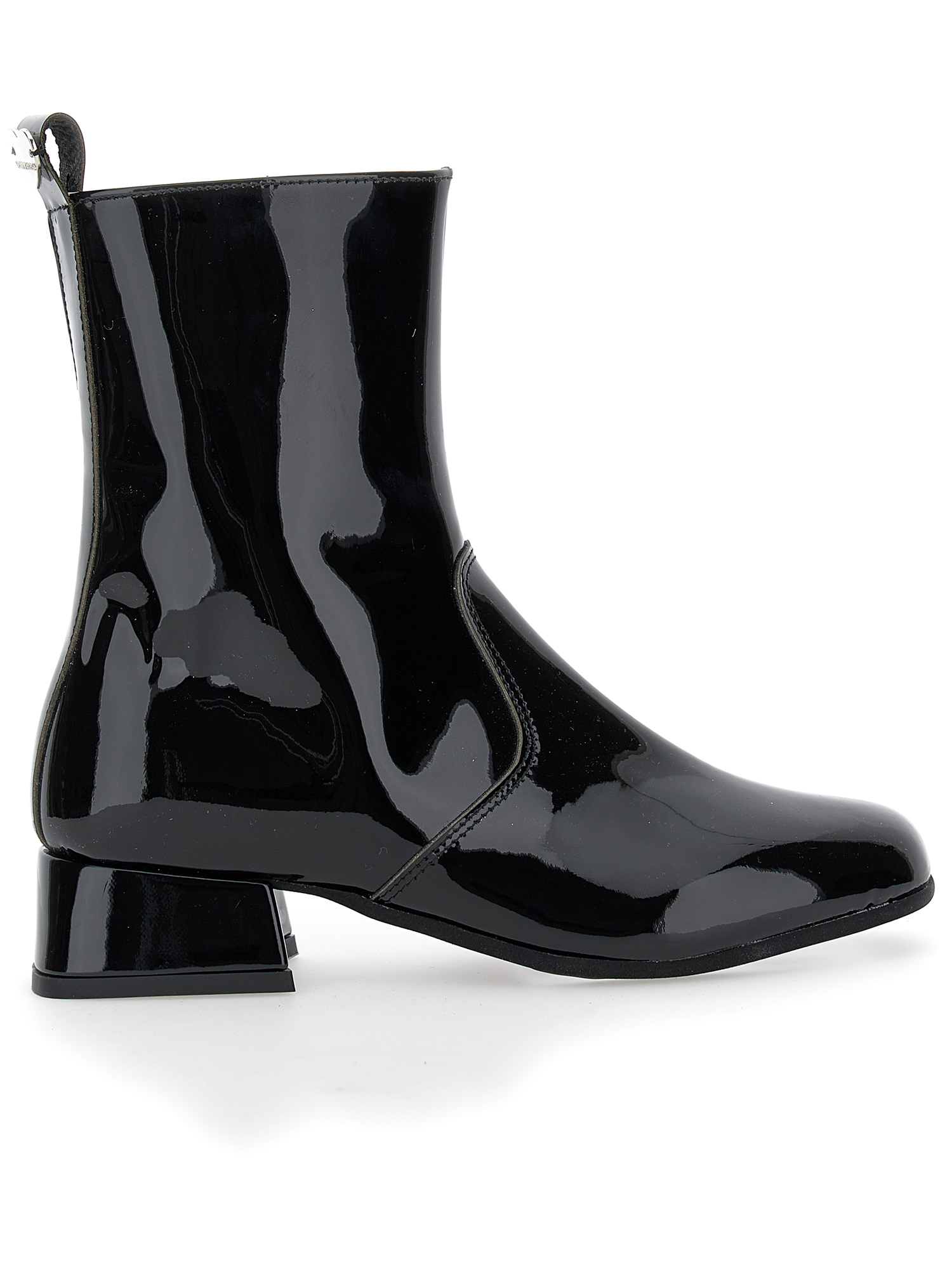 Monnalisa Patent Leather Ankle Boots With Heel In Black
