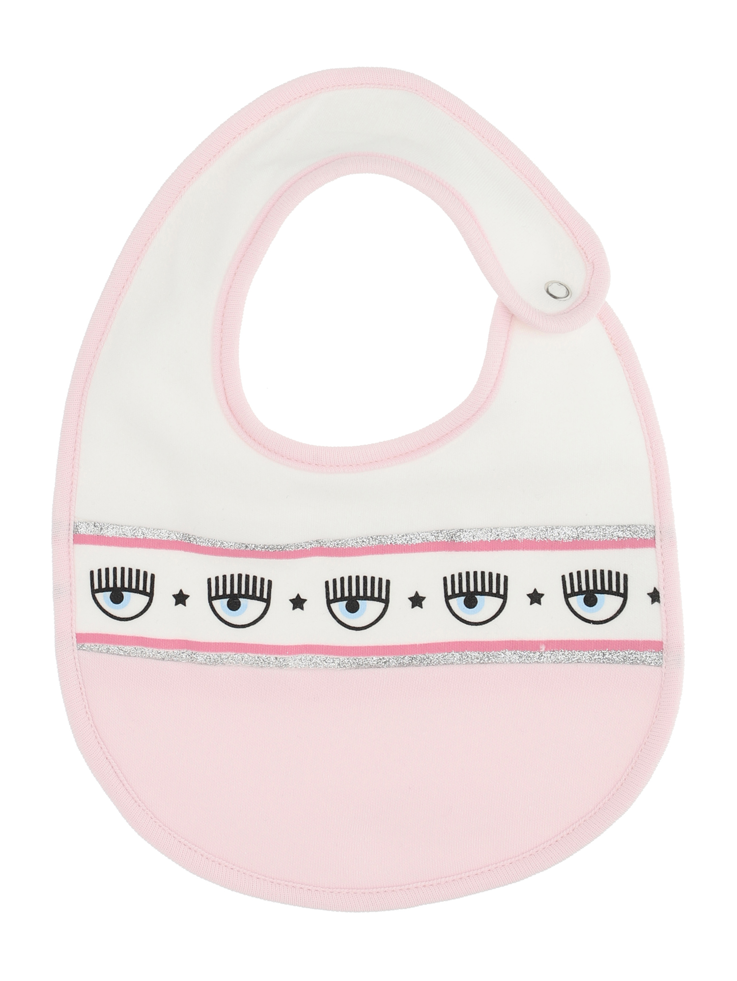Chiara Ferragni Babies'   Cf Zebra Cotton Bib In Panna + Rosa Fairy Tail