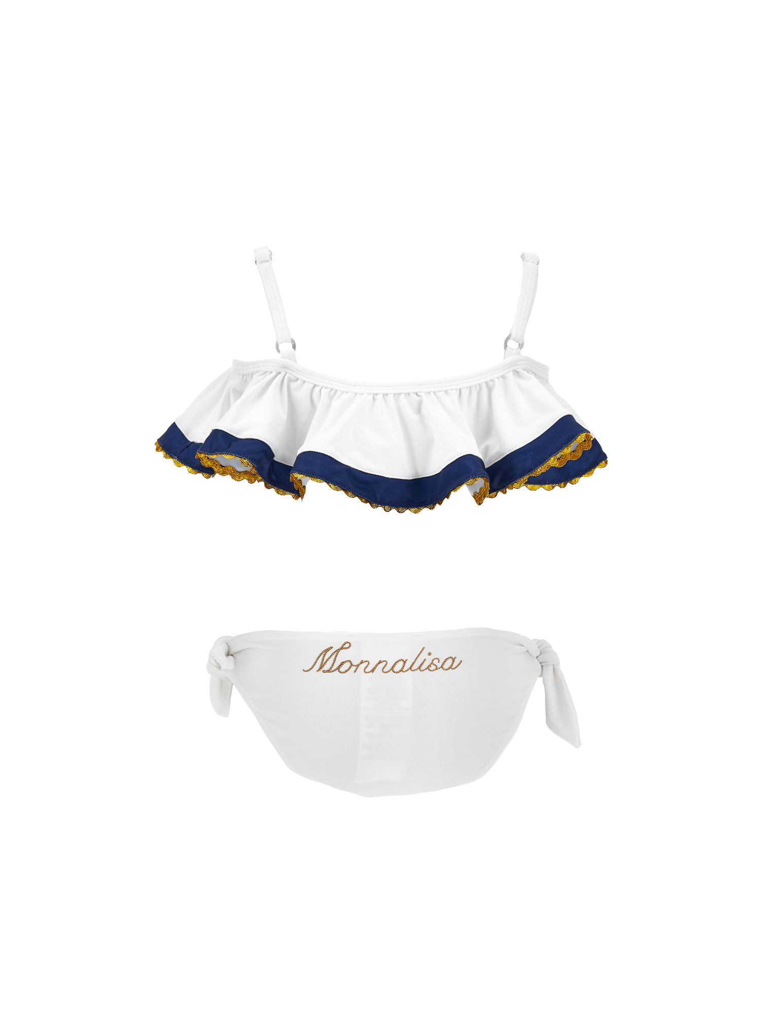 Shop Monnalisa Marinière Stretch Bikini In White + Blue