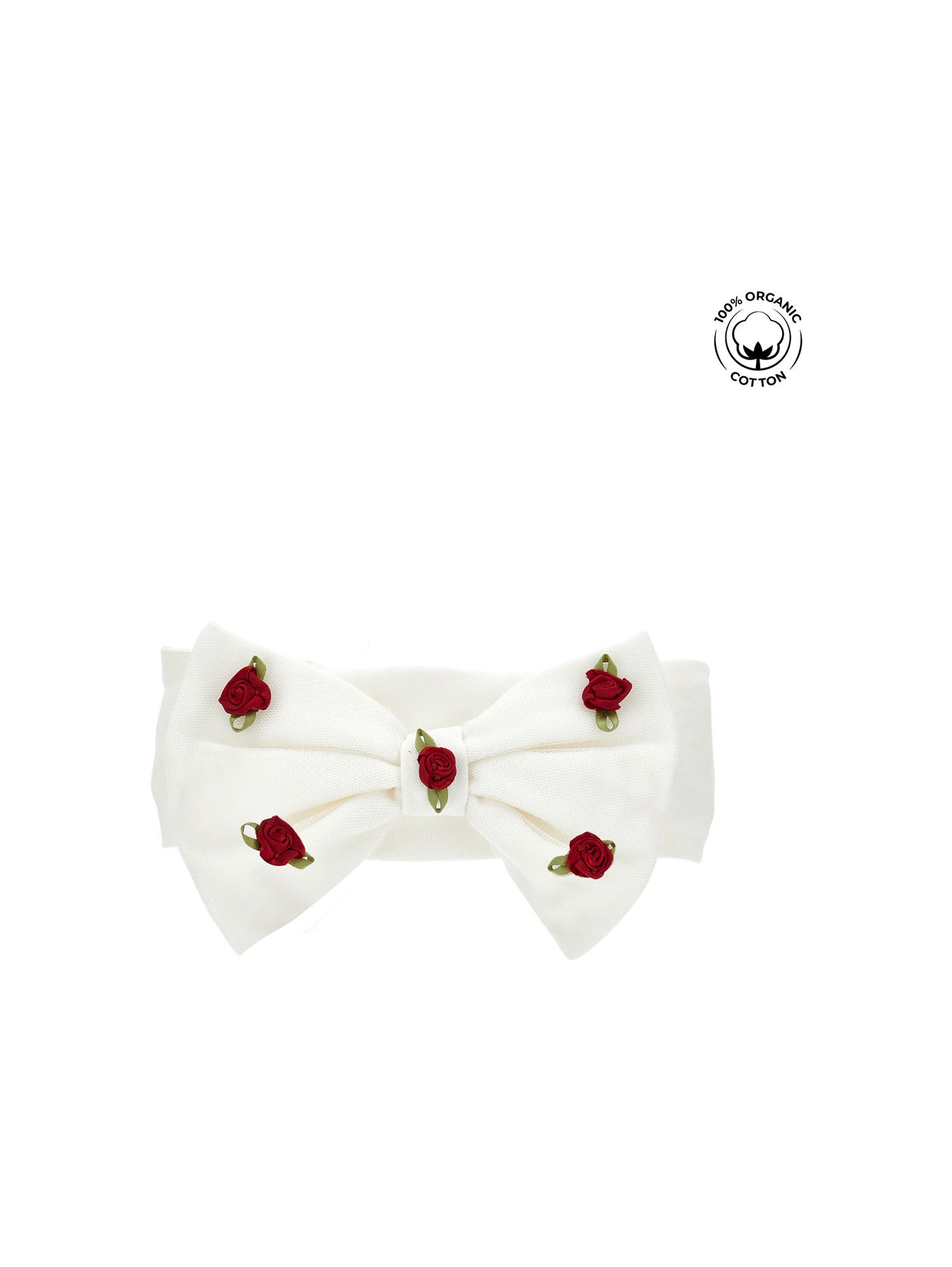 Monnalisa Headband With Bow And Roses In White