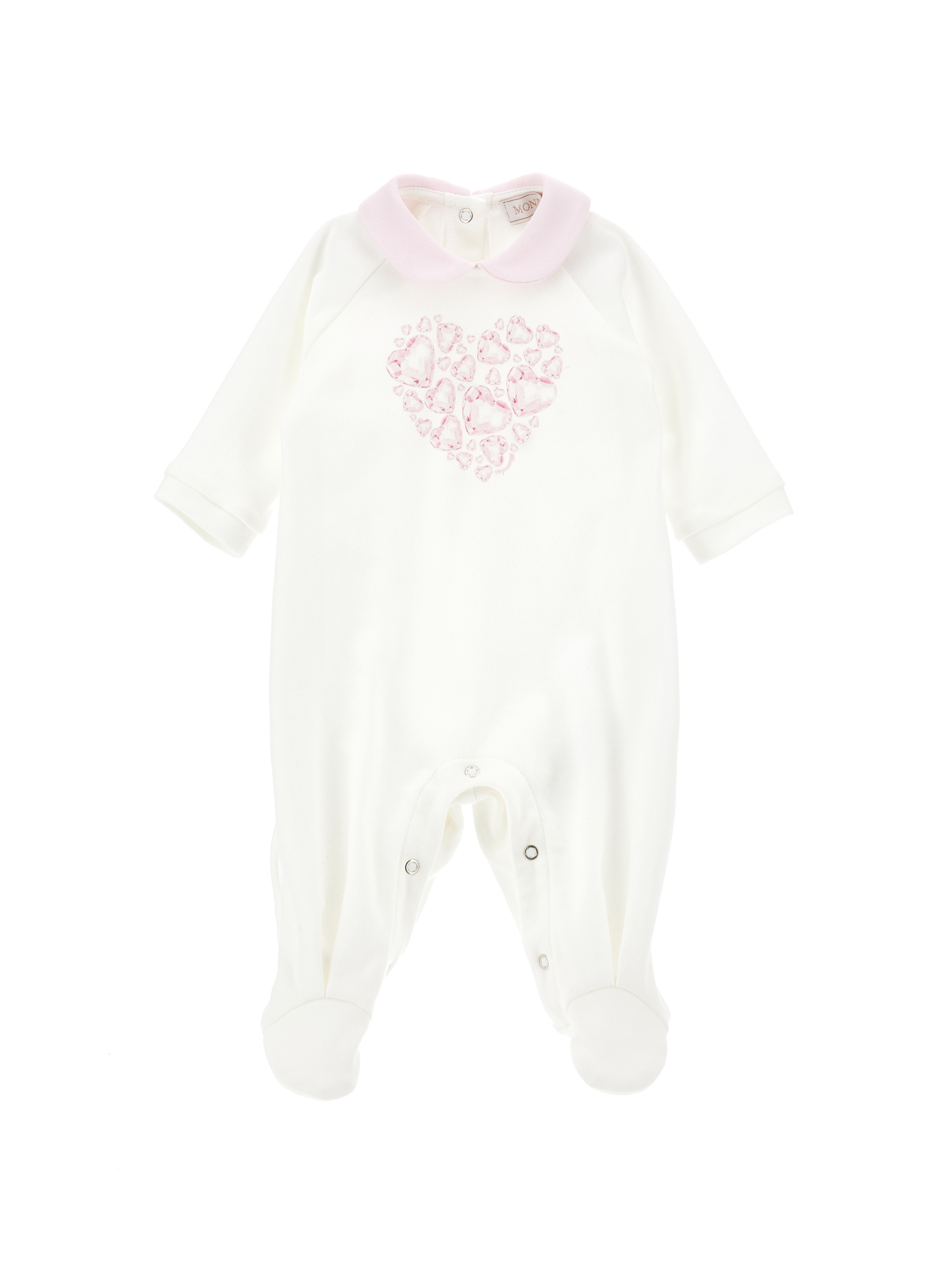 Monnalisa Babies'   Playsuit With Crystal Print Collar In Cream