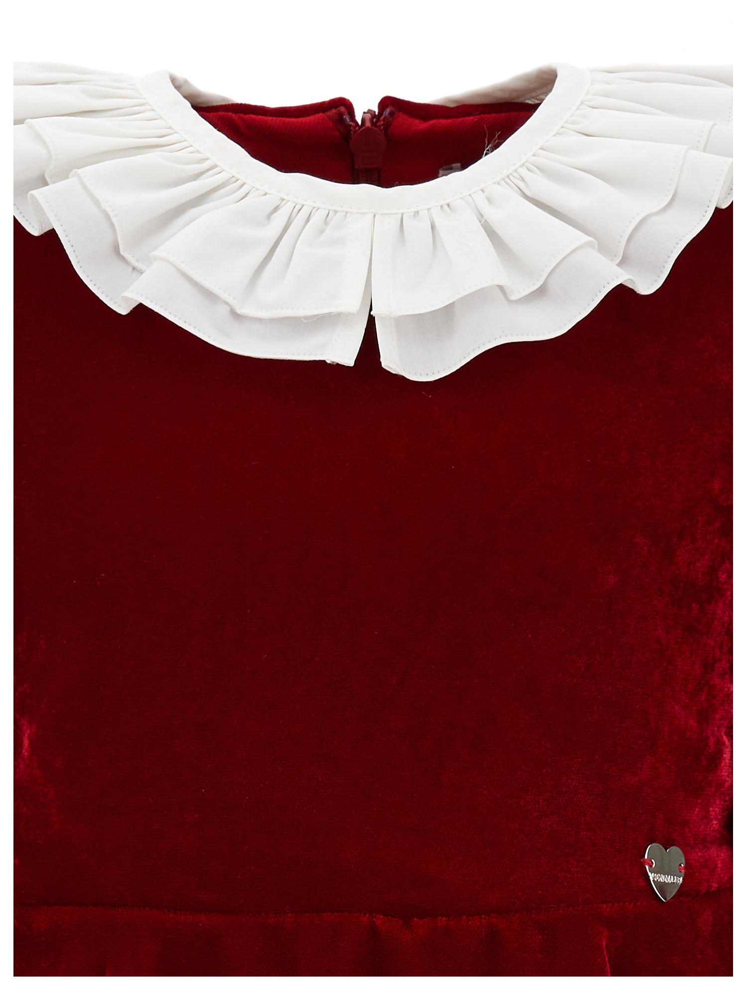 Monnalisa Smooth Velvet Godet Dress In Ruby Red