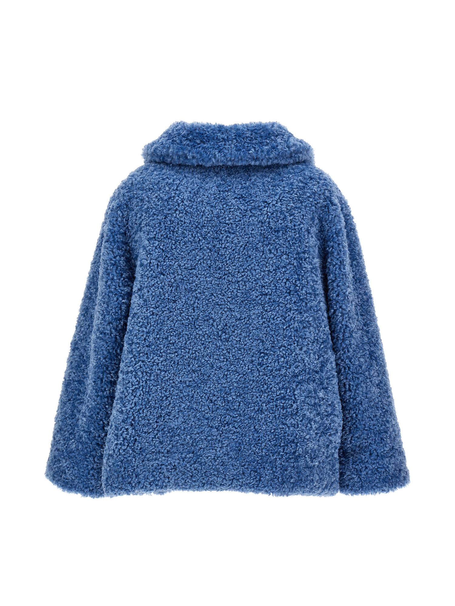 Monnalisa Plush Jacket With Pockets In Bluestone