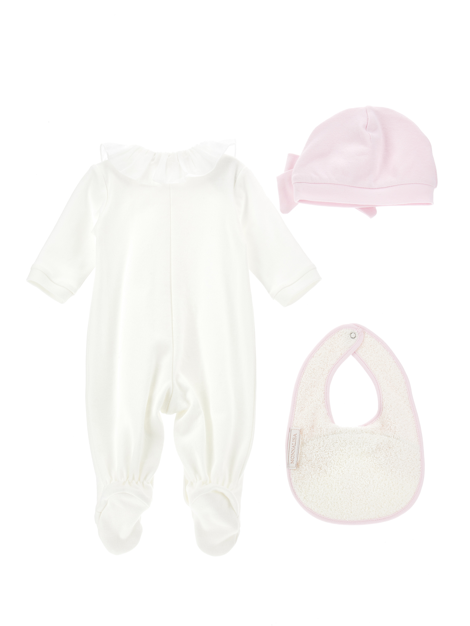 Shop Monnalisa Three-piece Baby Girl Set In Cream