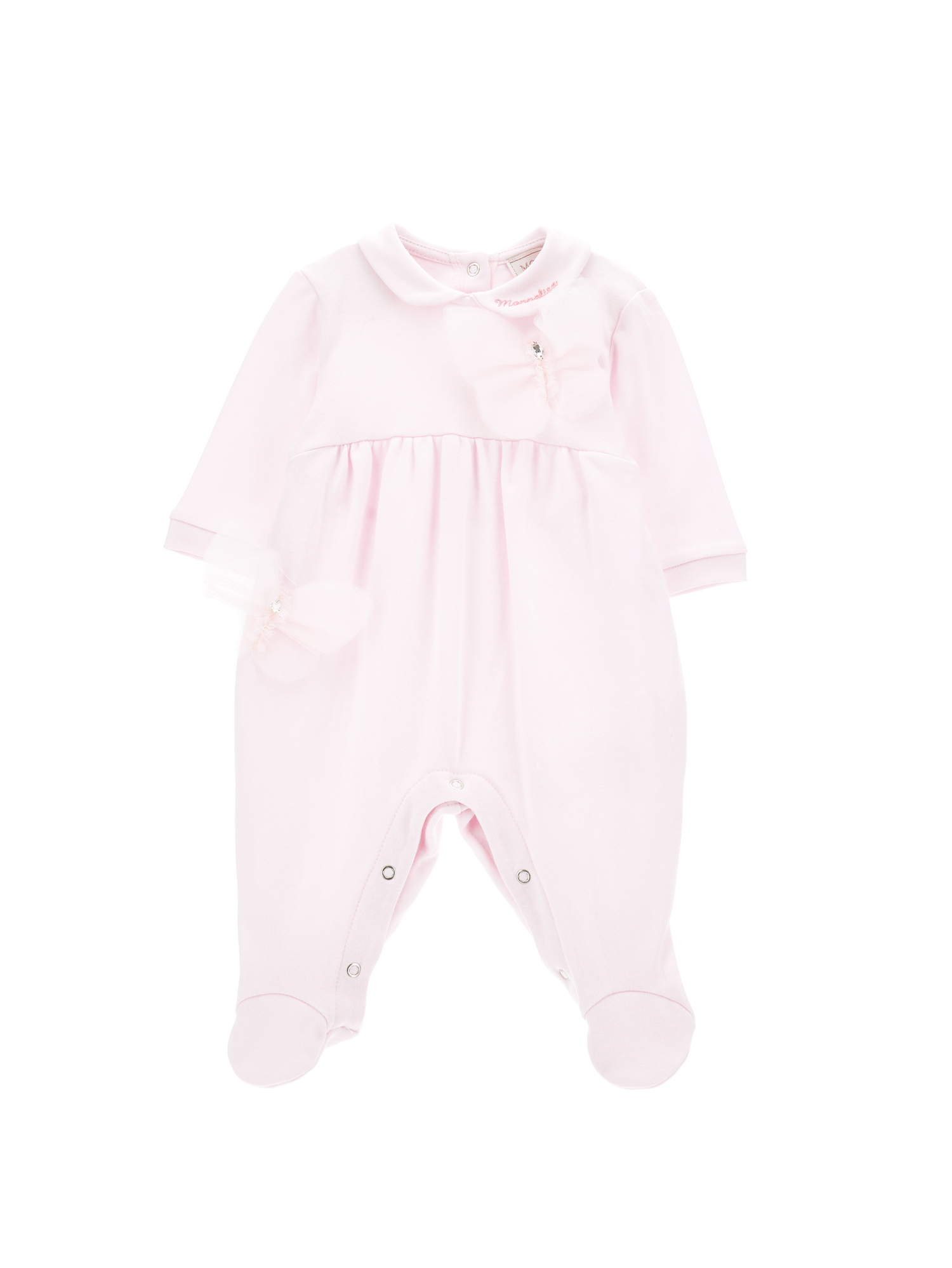 Shop Monnalisa Cotton Butterfly Baby Girl Playsuit In Dusty Pink Rose