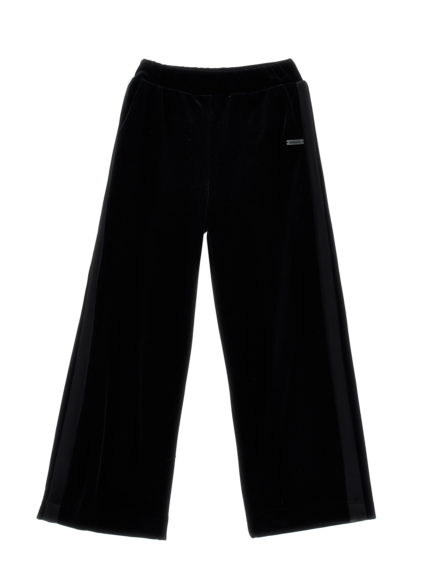 Monnalisa Chenille Palazzo Trousers In Black