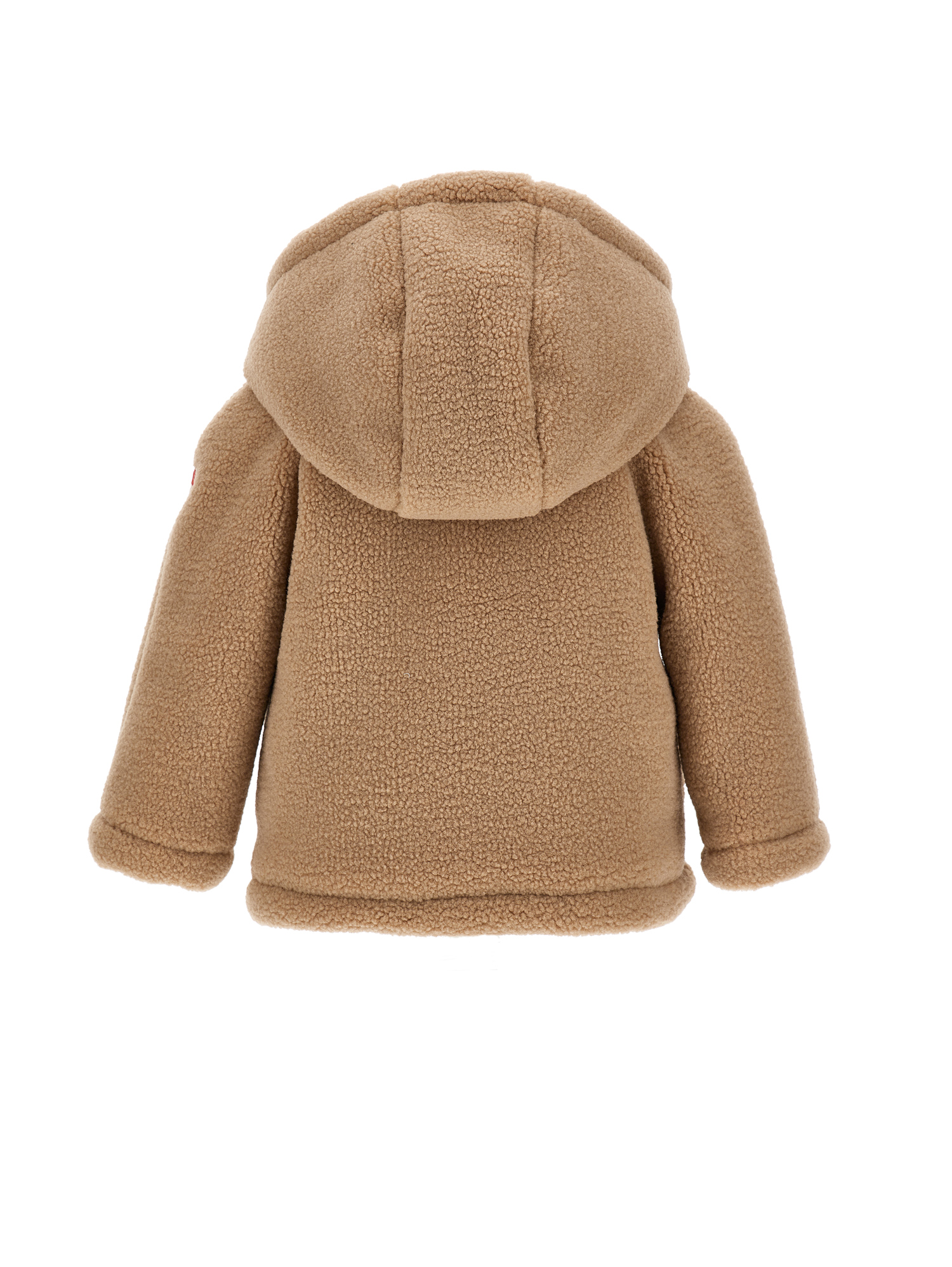 Monnalisa Padded Plush Peacoat In Light Brown