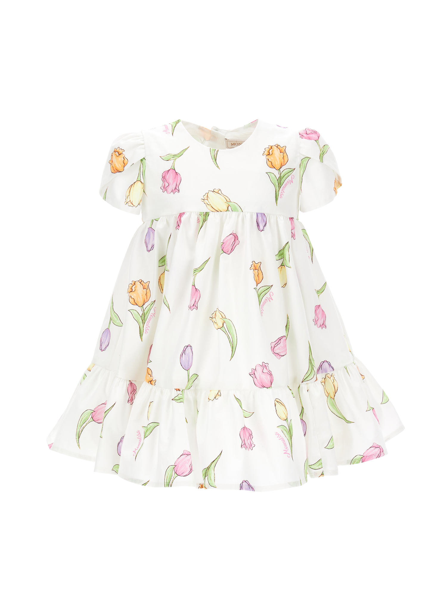 Monnalisa Tulip Cotton Dress In White