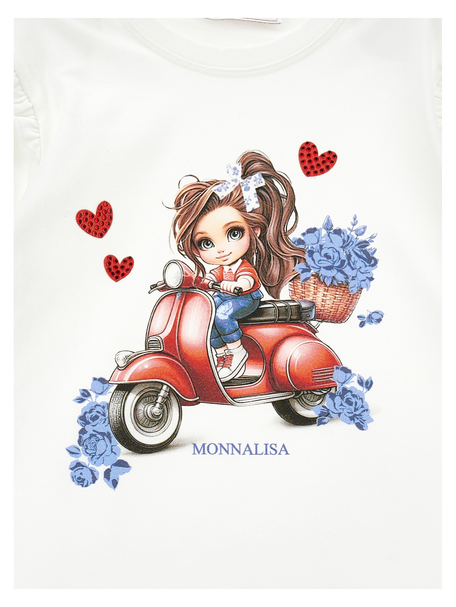 Monnalisa Maxi T-shirt With Vespa In Blue