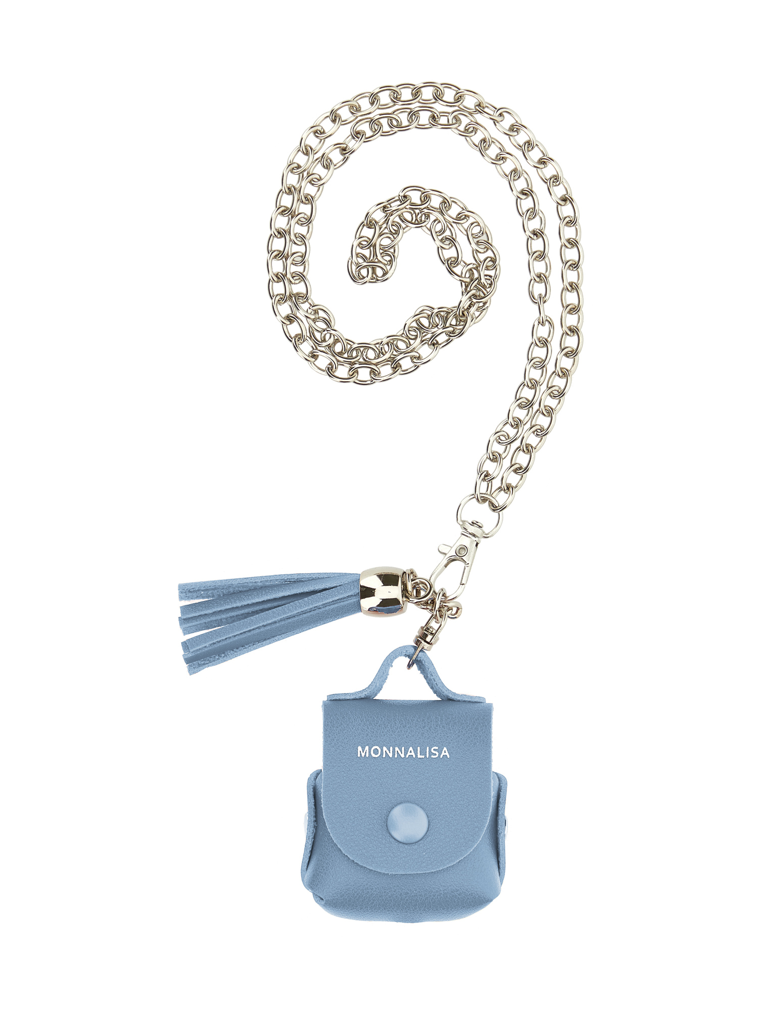 Monnalisa Leather Earphone Case In Bluestone