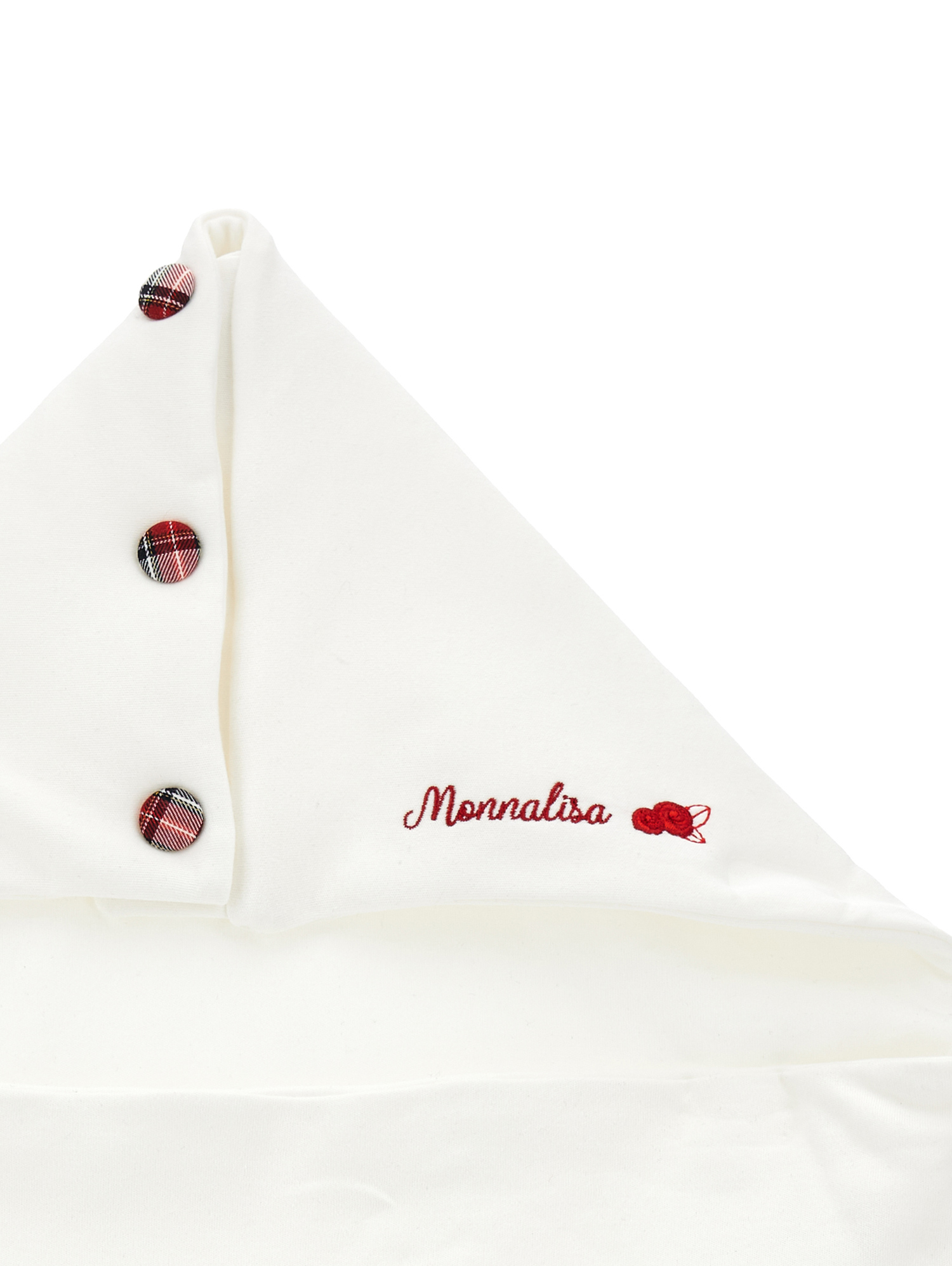 Monnalisa Tartan Sleeping Bag In Cream + Ruby Red