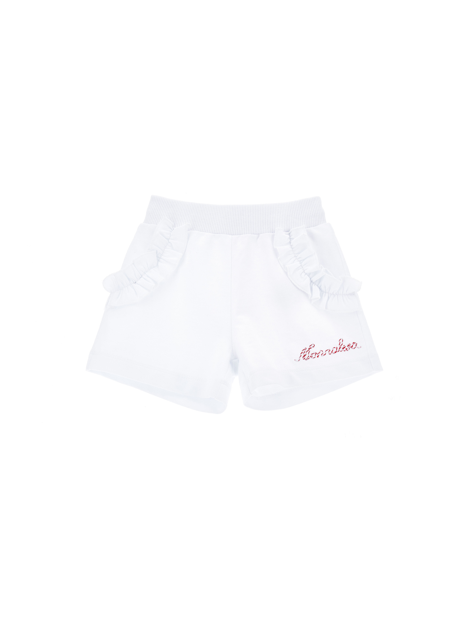 Monnalisa Fleece Shorts With Ruffles In White