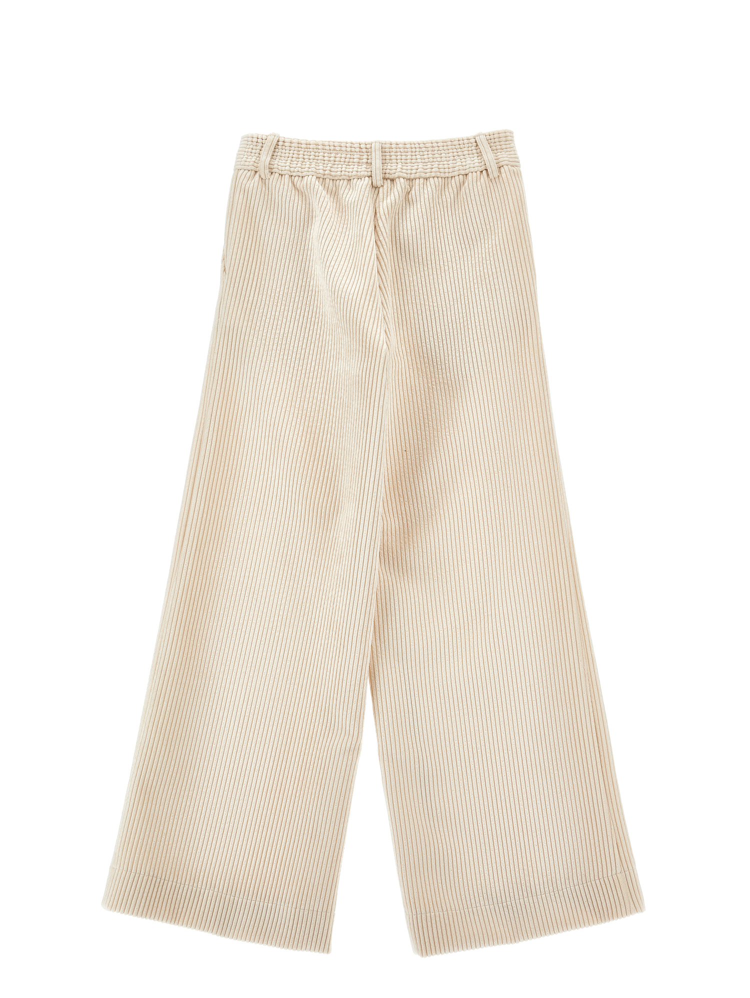 Monnalisa Wide-leg Corduroy Trousers In Ecru