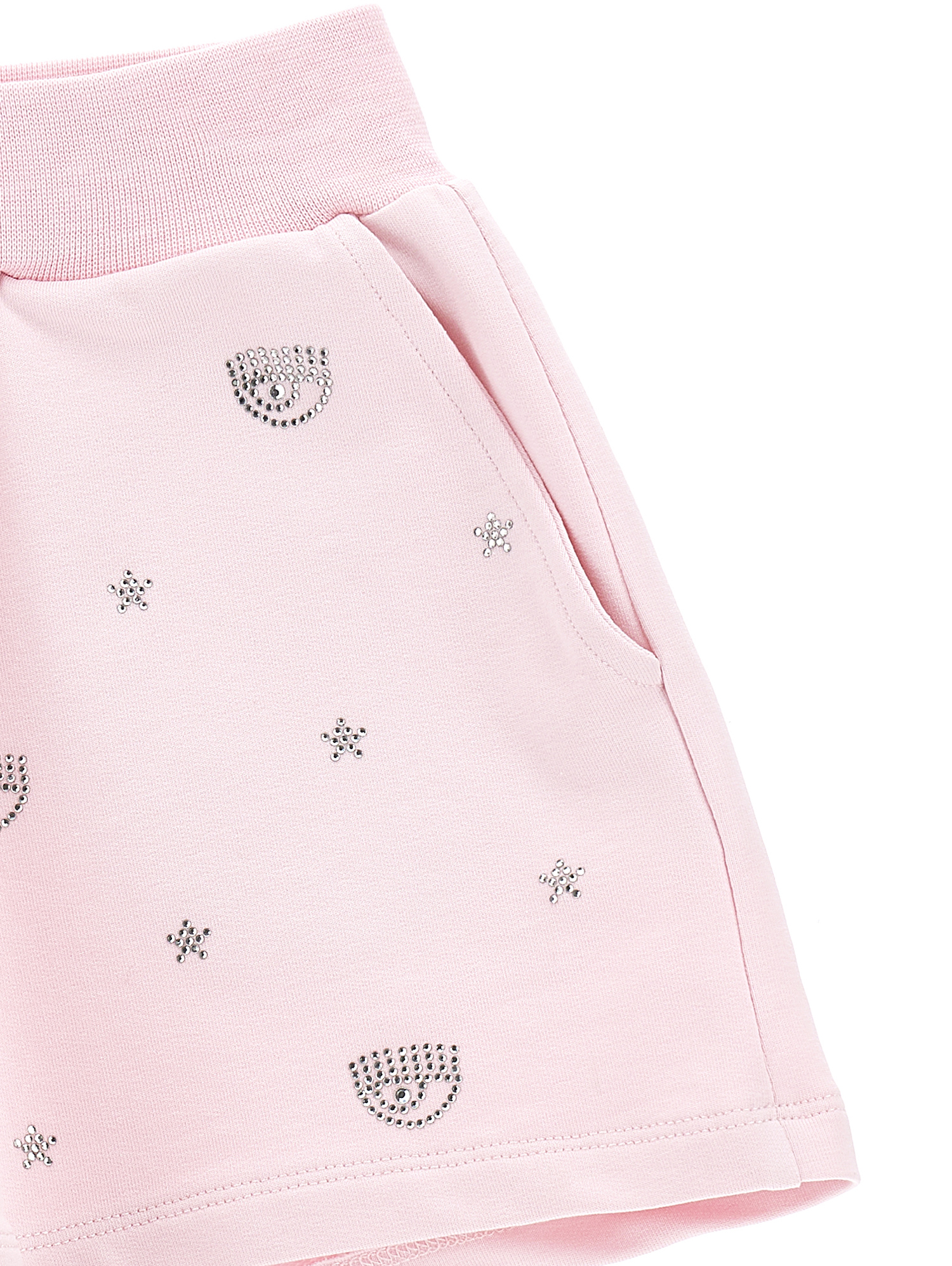 Shop Chiara Ferragni Fleece Shorts With Logomania Embroidery In Rosa Fairy Tale