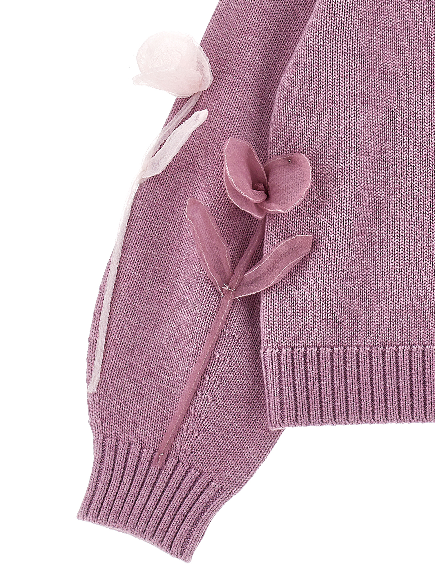 Monnalisa Flower Inlay Cardigan In Blush Pink