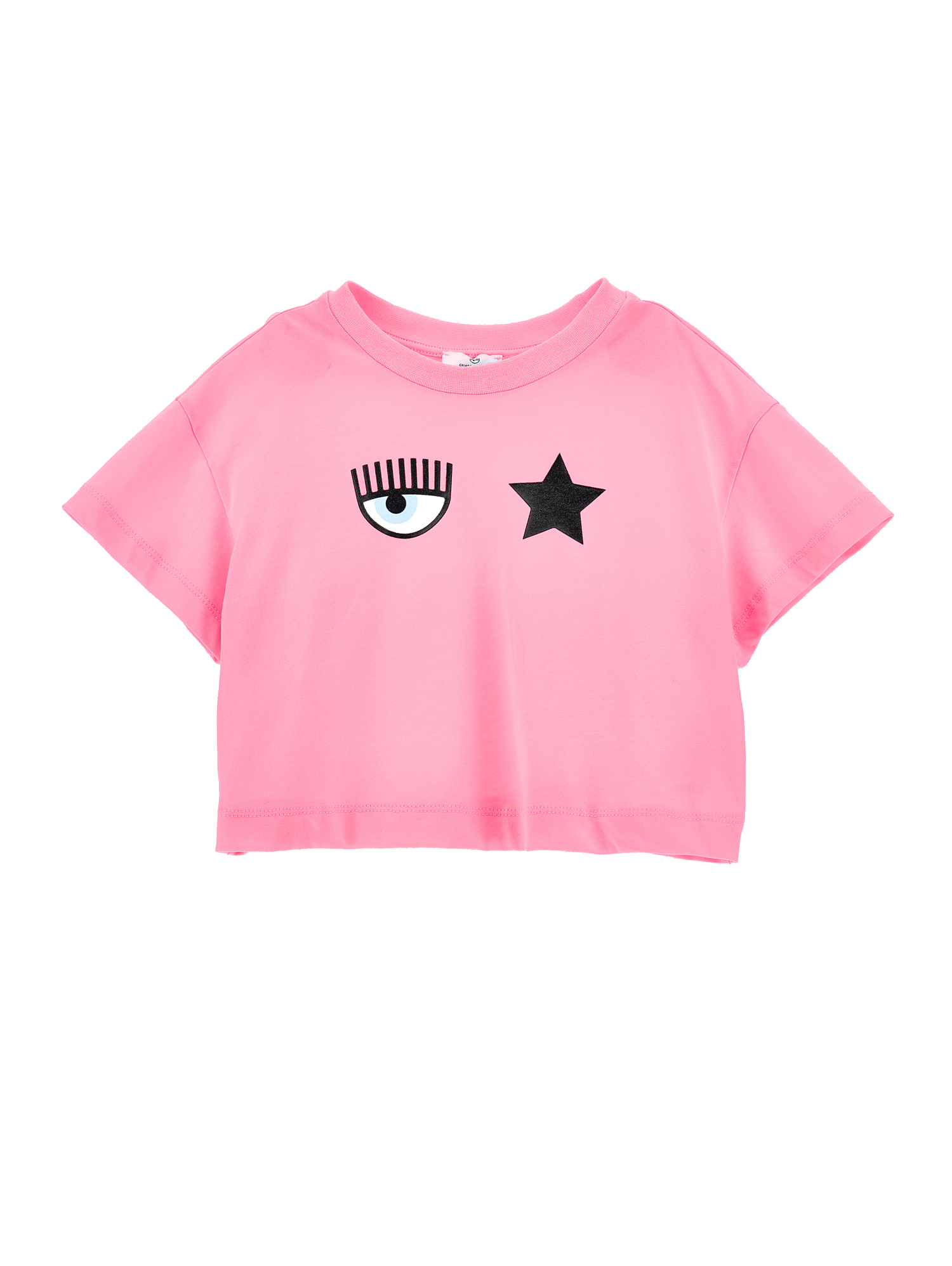 Chiara Ferragni Babies'   Eyestar Cropped T-shirt In Sachet Pink