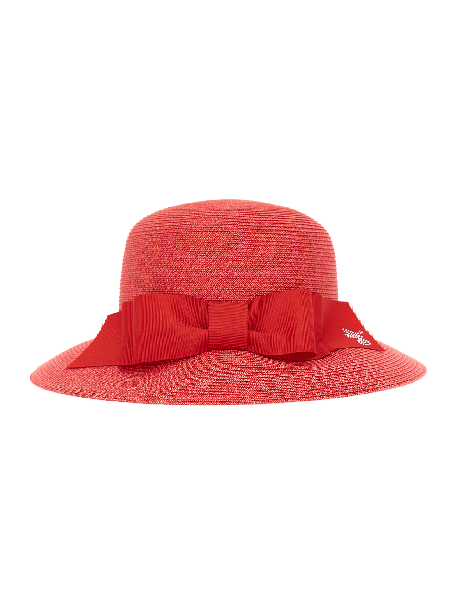Shop Monnalisa Raffia Hat With Ribbon In Red