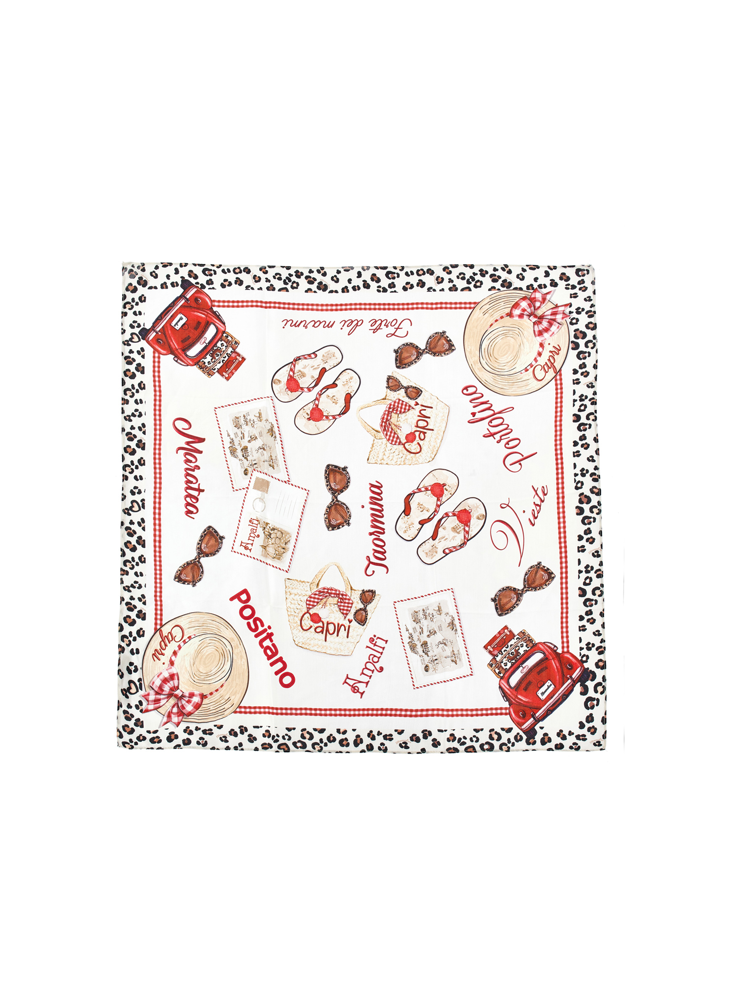 Monnalisa Capri Print Satin Scarf In Beige