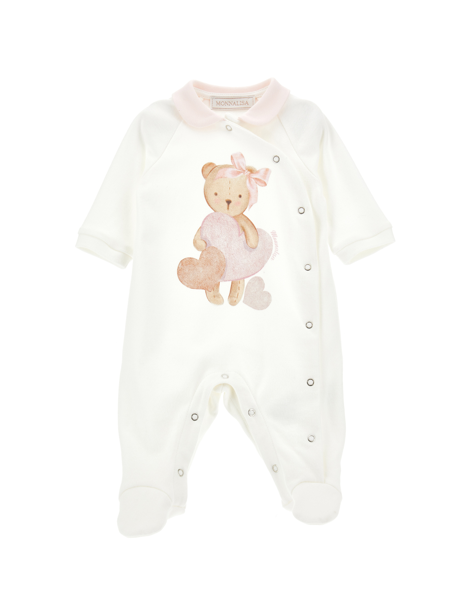 Monnalisa Babies'   Cotton Teddy Bear Playsuit In Cream