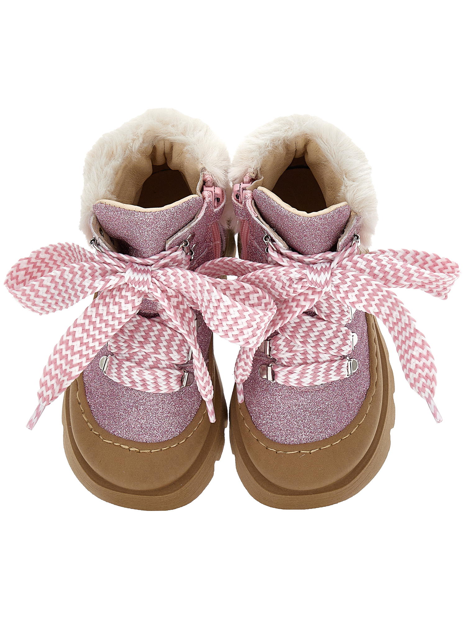 Shop Monnalisa Plush Glitter Boots In Glitter Pink