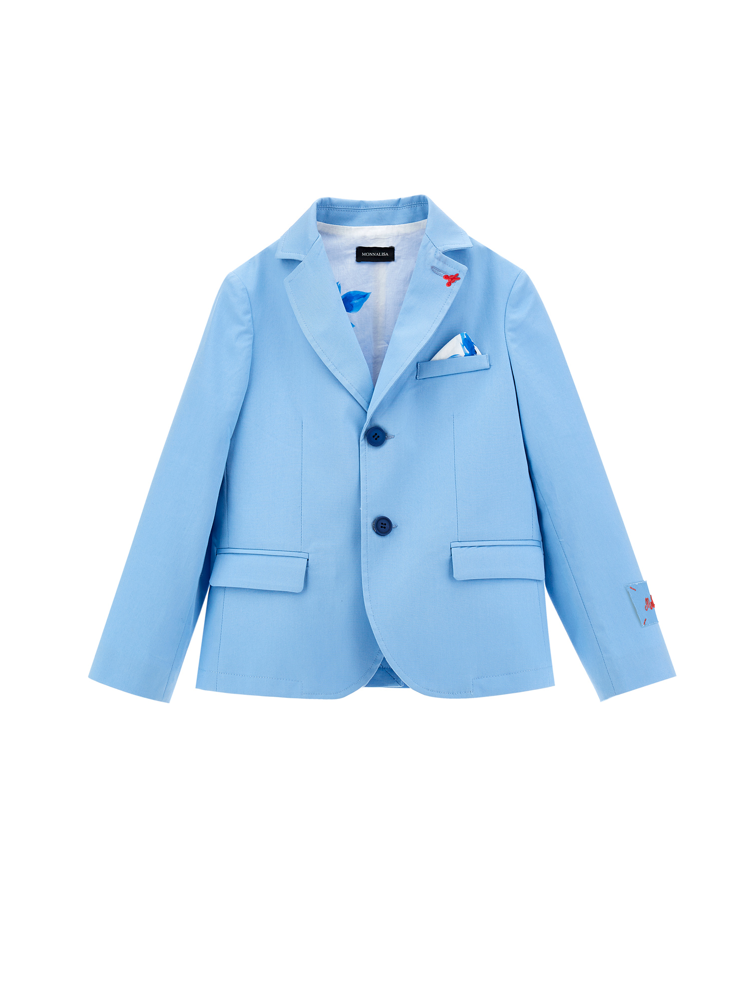 Monnalisa Classic Gabardine Jacket In Steel Blue