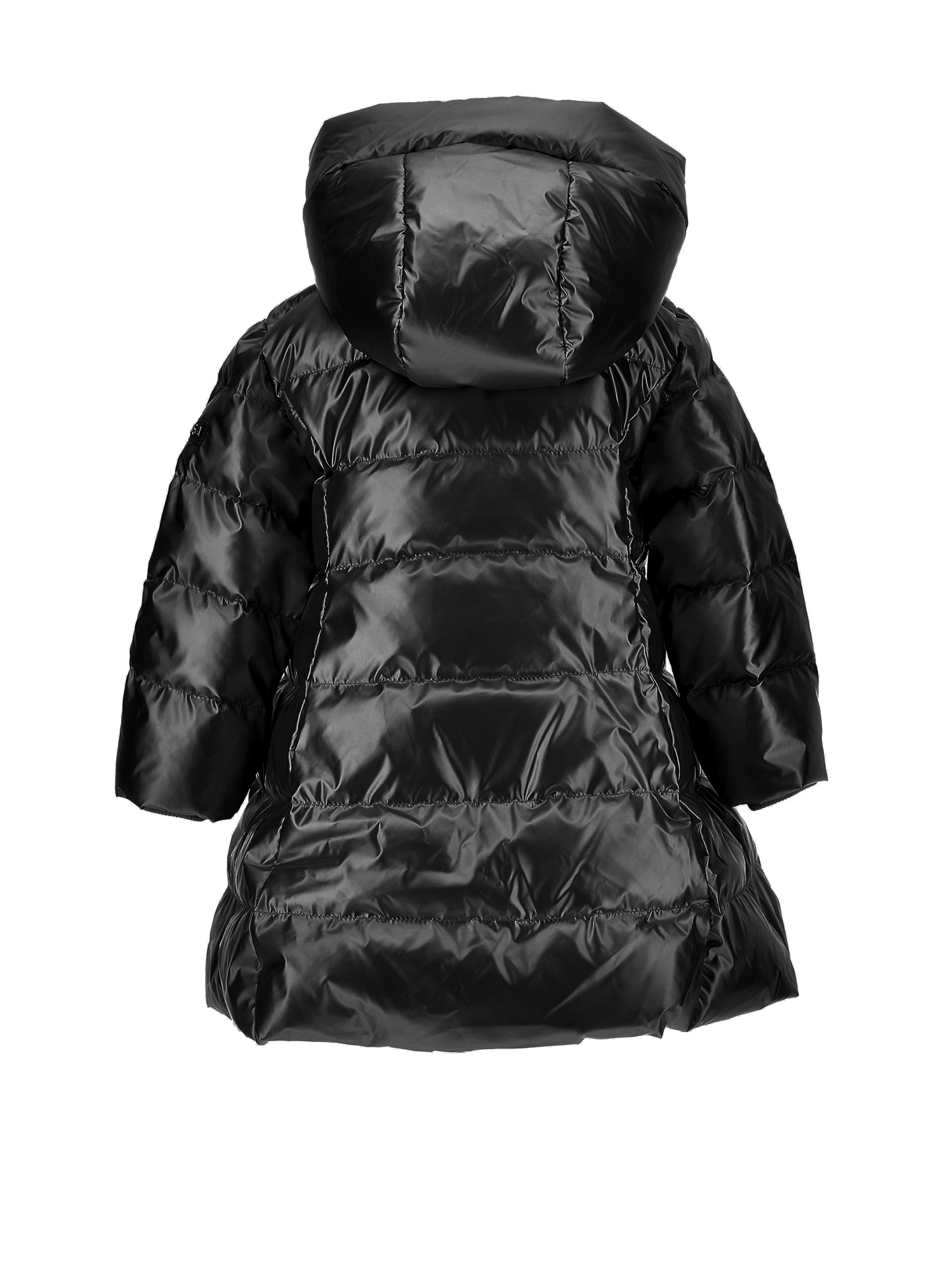 Monnalisa Down Jacket With Hood And Zip In Black