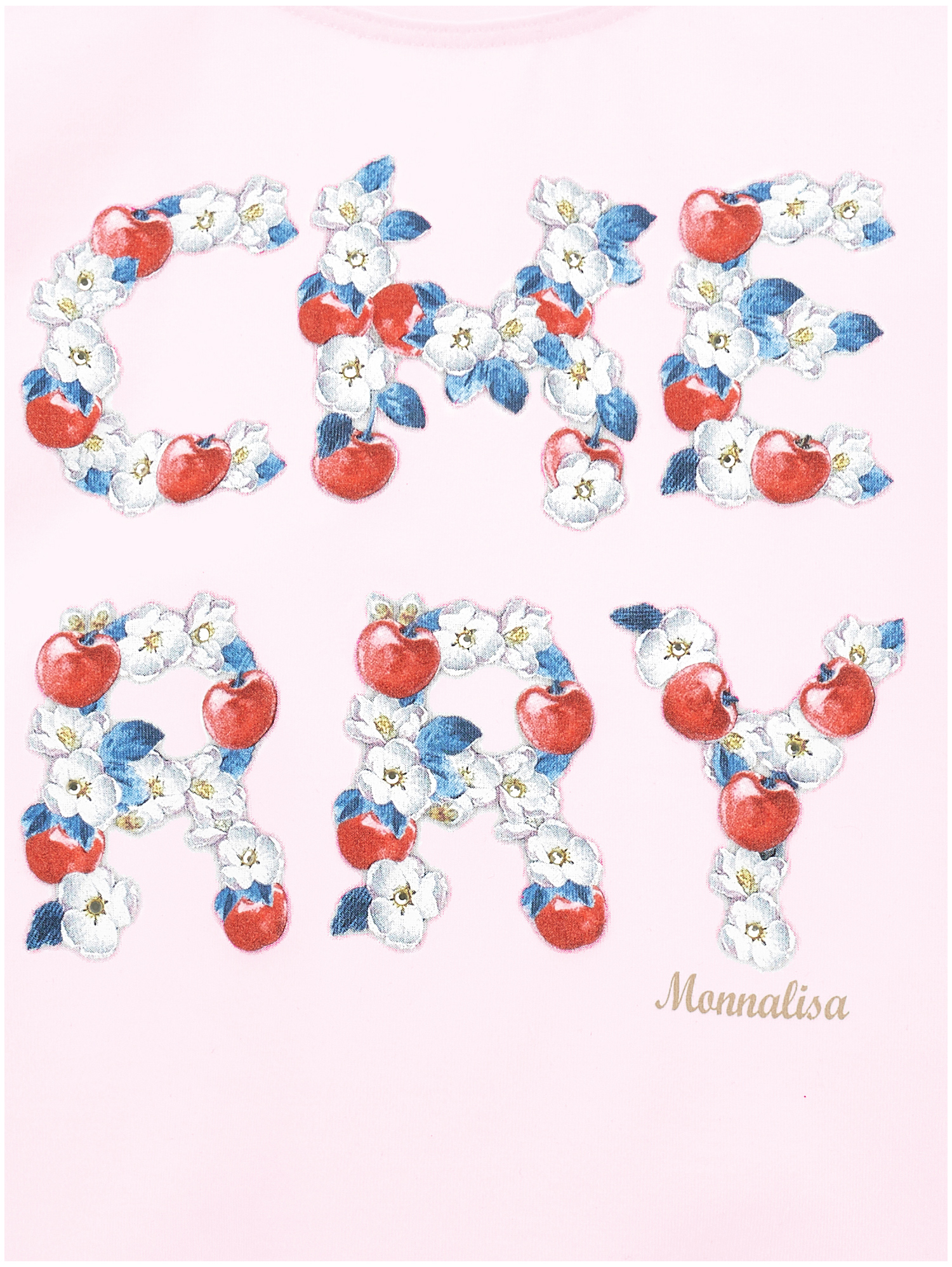 Shop Monnalisa Cherry Print Cotton T-shirt In Rosa Fairy Tale