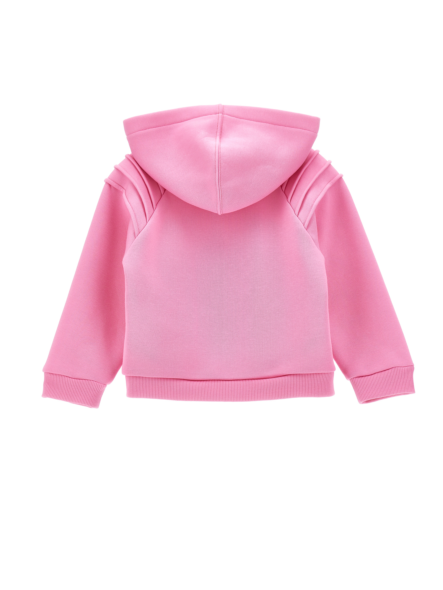 Monnalisa Zip-up Sweatshirt With Maxi Flowers In Bright Peach Pink