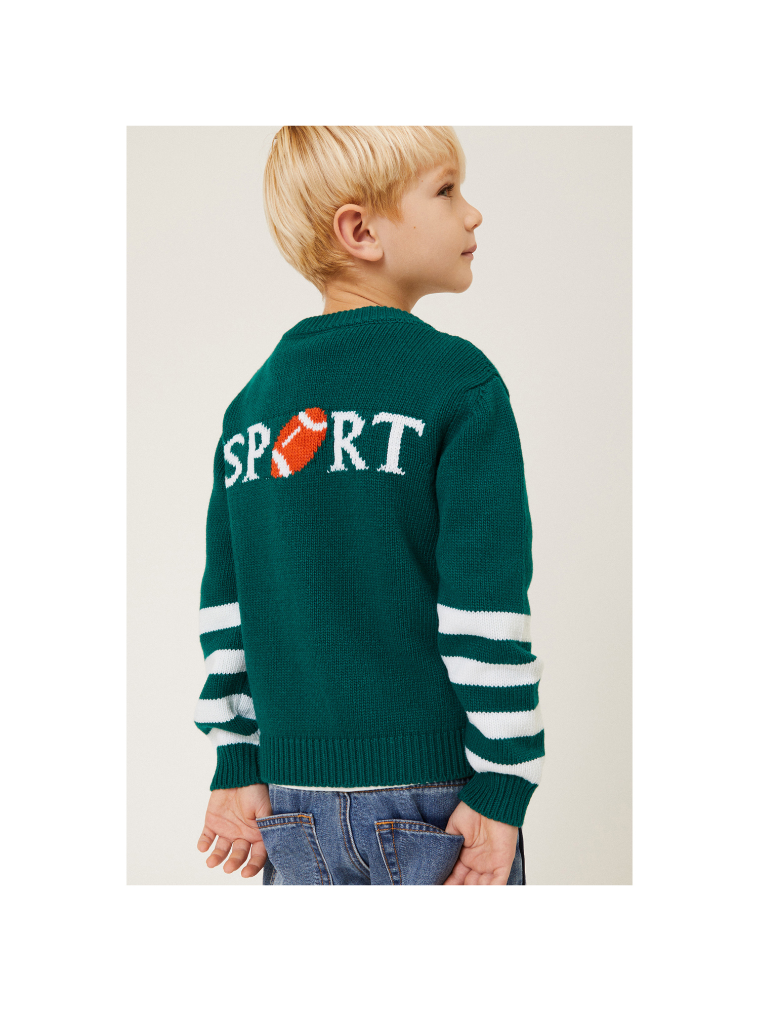 Monnalisa Cashmere Blend Cardigan In Cream White + Green