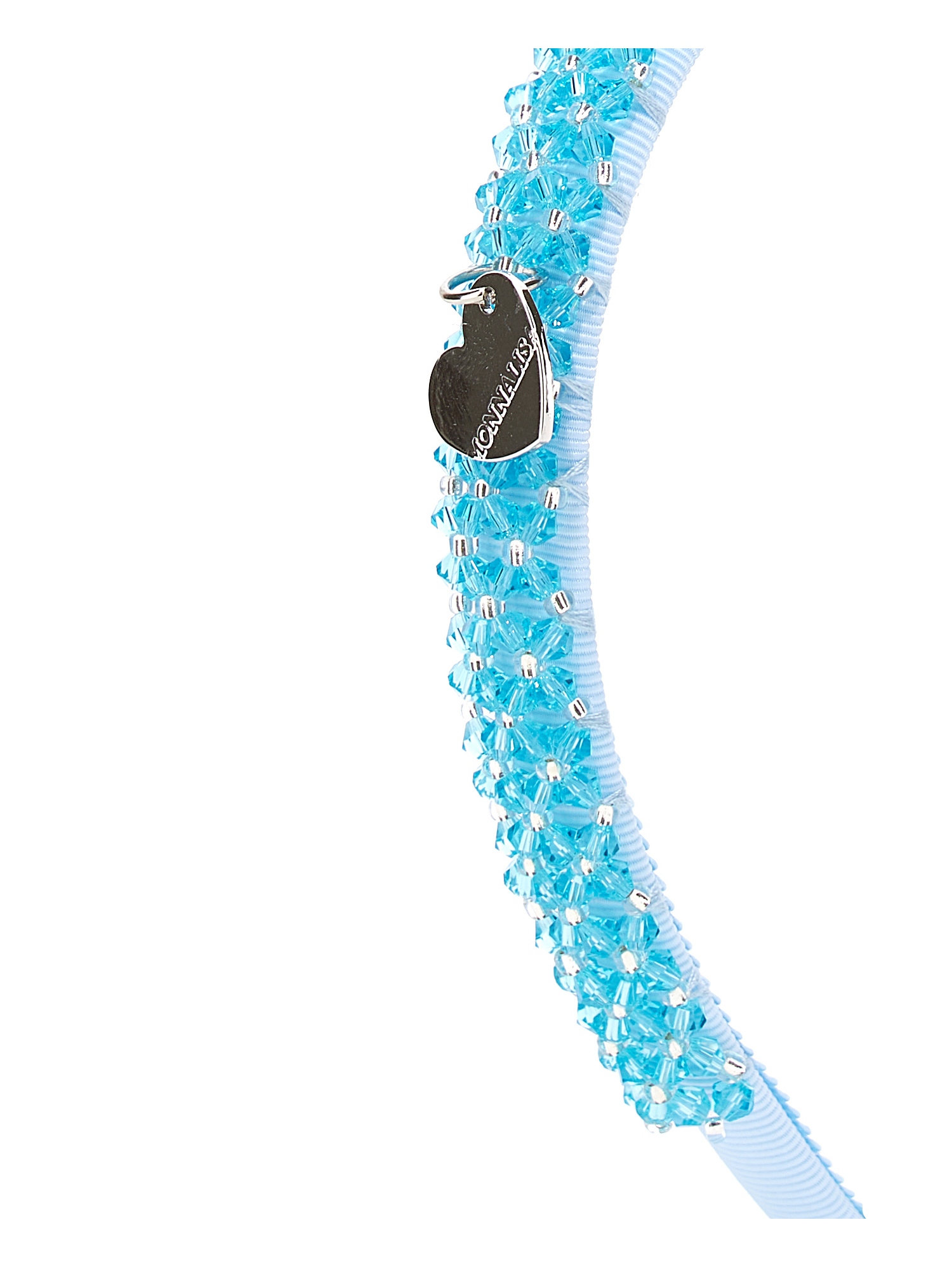 Shop Monnalisa Hairband With Beads In Sky Blue